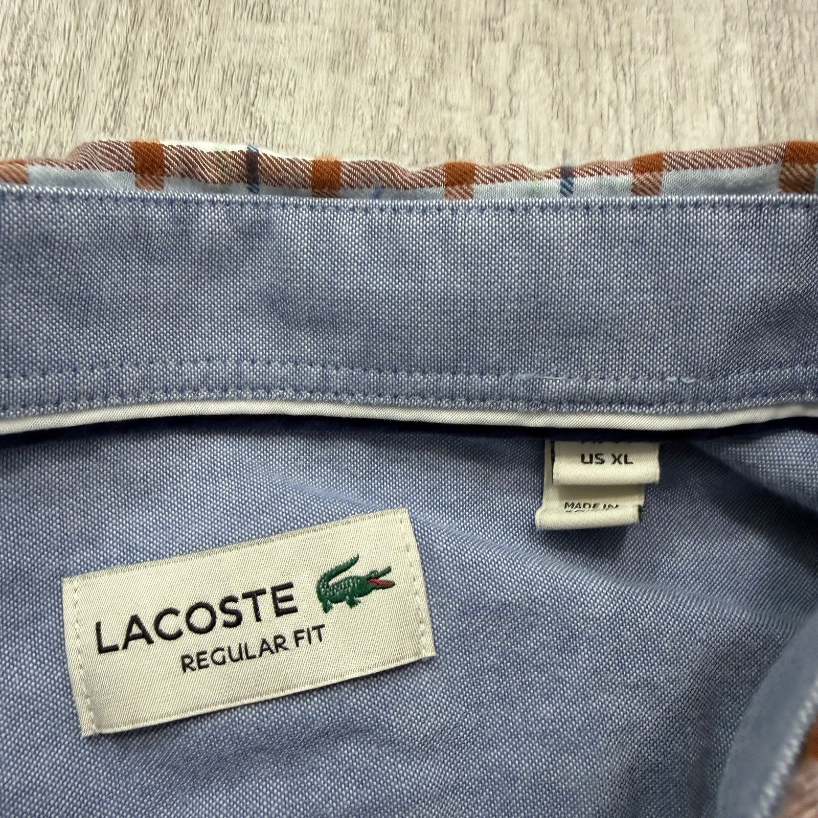 Lacoste Lacoste Button Shirt Mens Extra Large Blue Plaid Regular Fit Size US XL / EU 56 / 4 - 4 Thumbnail