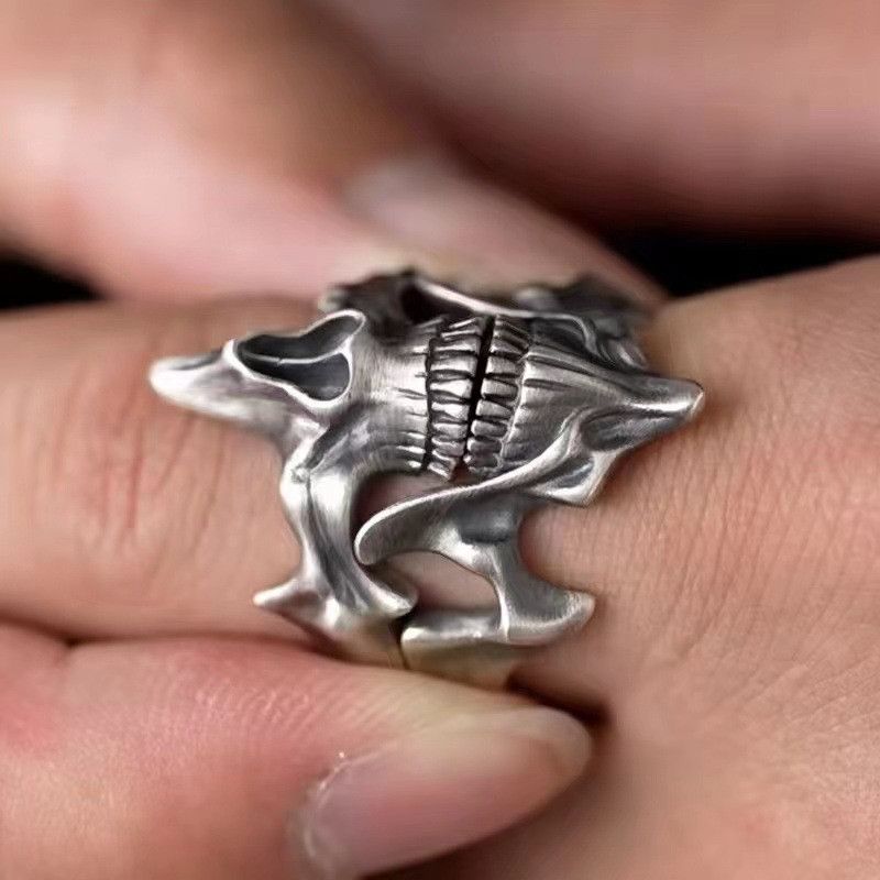 Jewelry Skull Vintage Jewelry Rings Open Chrome Ring (Size 7-13) Size ONE SIZE - 3 Thumbnail