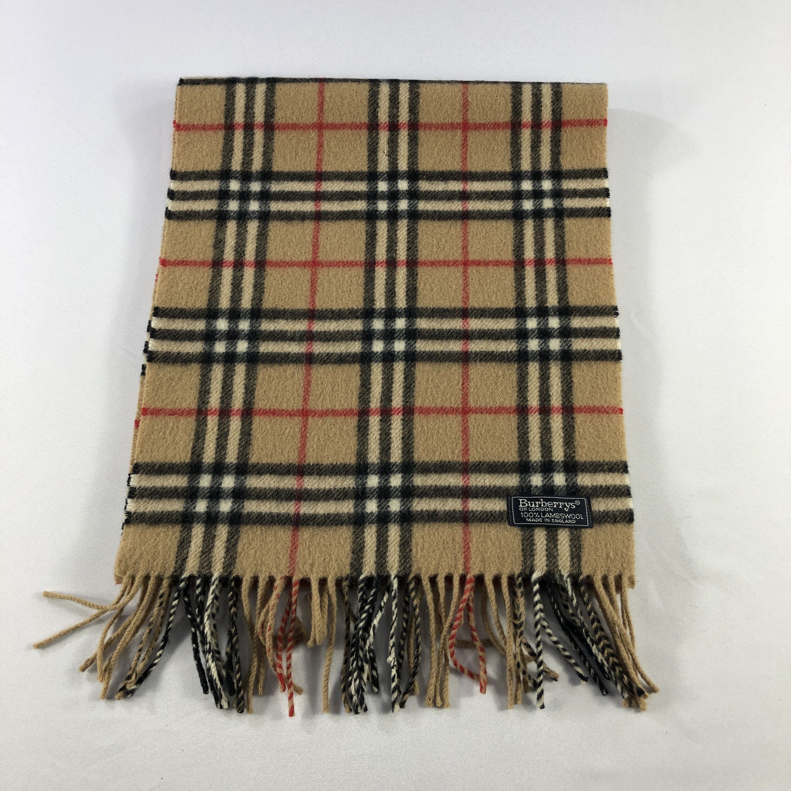 Burberrys Nova Check Tan Wool Scarf Muffler V2840