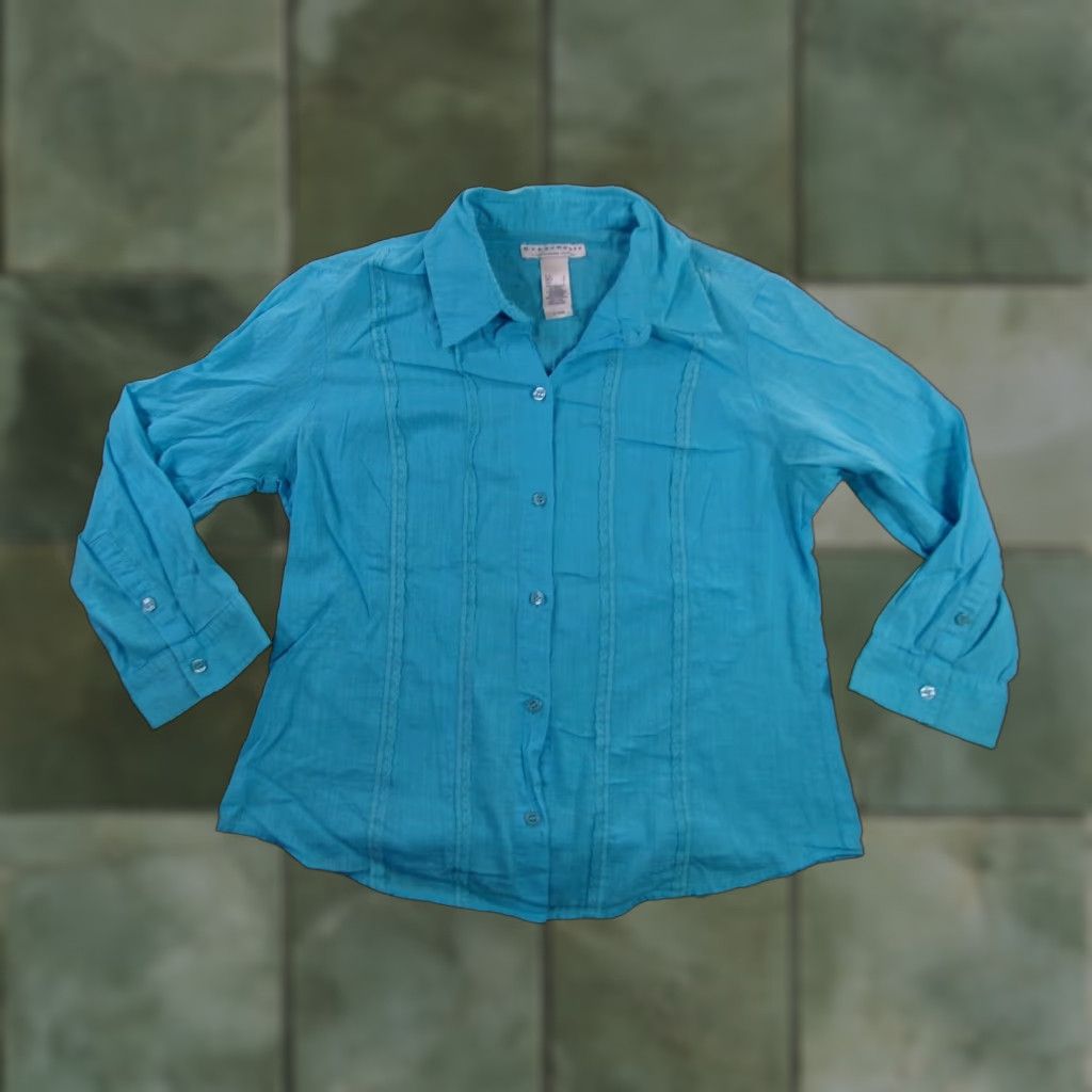 Liz Claiborne Crazy Horse Button-Up Top Women Medium Blue Long Sleeve Classic Casual Office Size M / US 6-8 / IT 42-44 - 1 Thumbnail