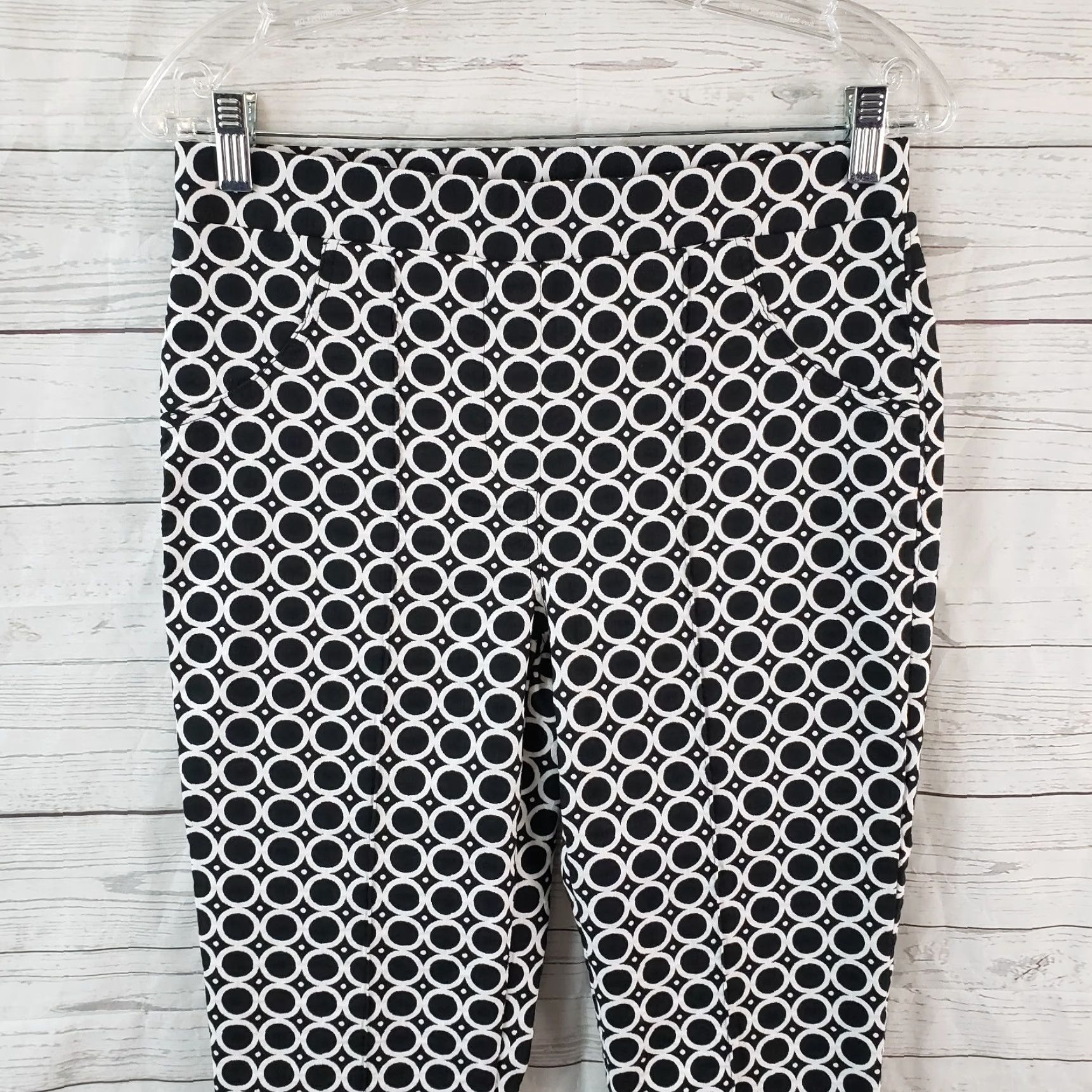 Joseph Ribkoff Joseph Ribkoff Womens Pants Pull On Skinny 8 Black Geometric Mid Rise Size 30" / US 8 / IT 44 - 2 Thumbnail