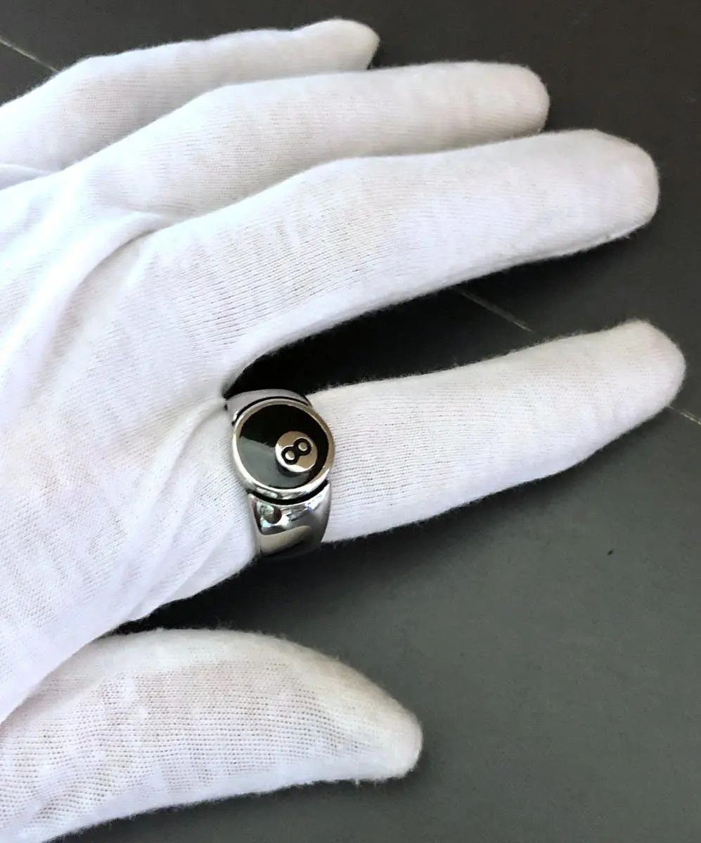 Jewelry Stainless Steel Billiards 8 Ball Ring size 8 - 11 Size ONE SIZE - 7 Thumbnail
