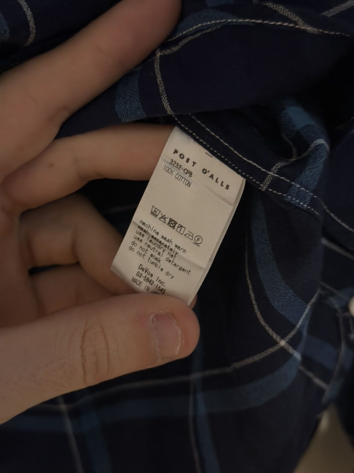 Post Overalls Post O’Alls Japanese Blue Plaid Cotton button up shirt Size US L / EU 52-54 / 3 - 8 Thumbnail