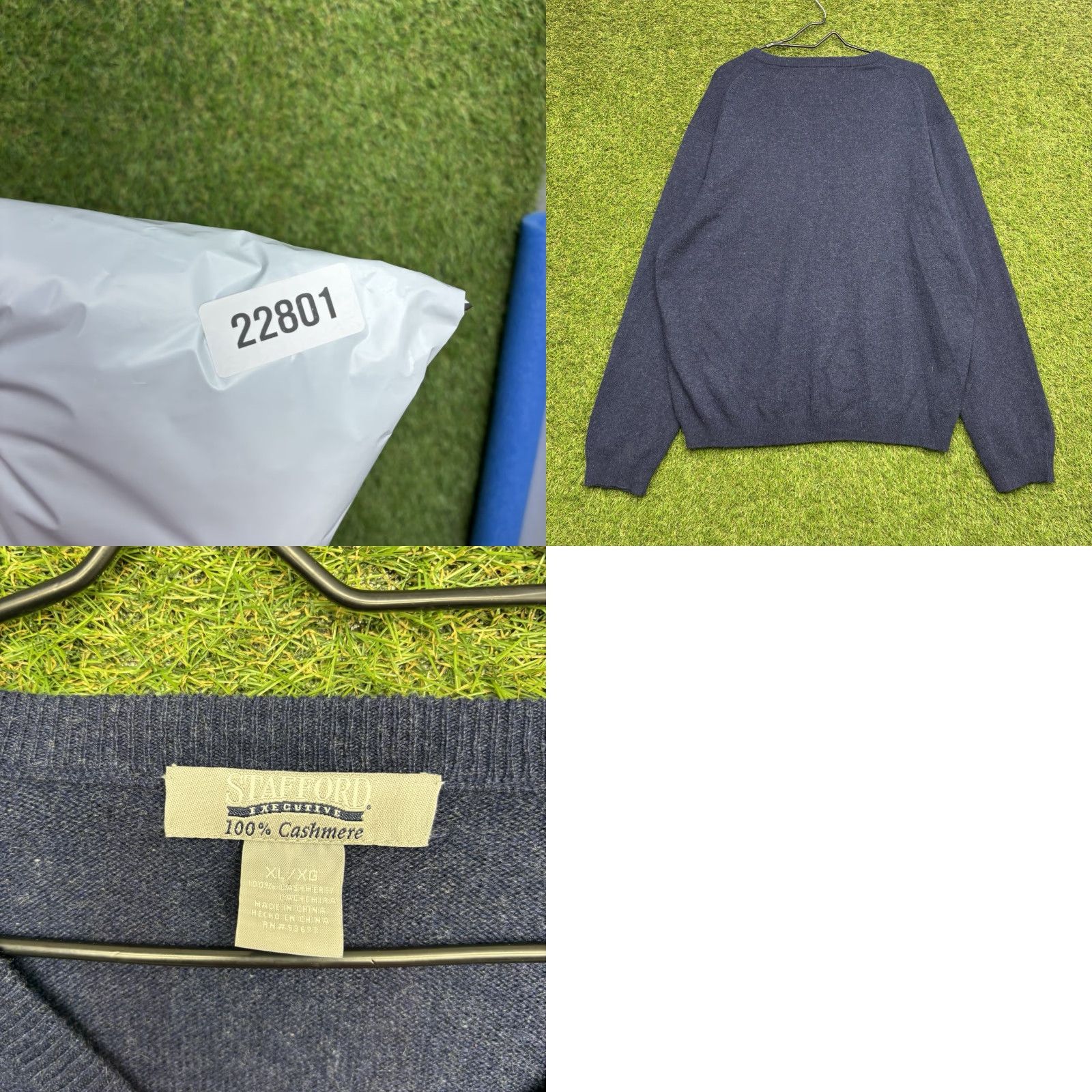 Stafford Stafford Sweater Mens XL Solid Blue 100% Cashmere V-Neck Lightweight Pullover Preppy Winter Casual Size US XL / EU 56 / 4 - 8 Thumbnail