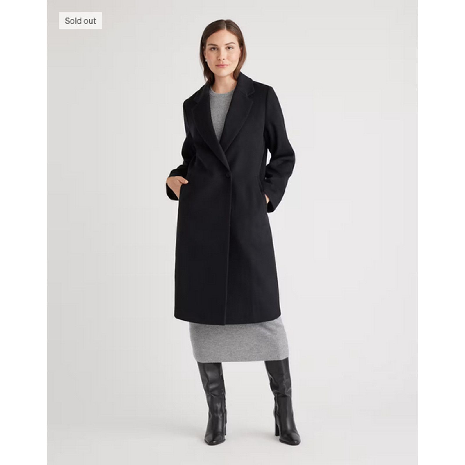 Quince Quince Italian Wool Single Breasted Coat Black Small NWT Size S / US 4 / IT 40 - 3 Thumbnail