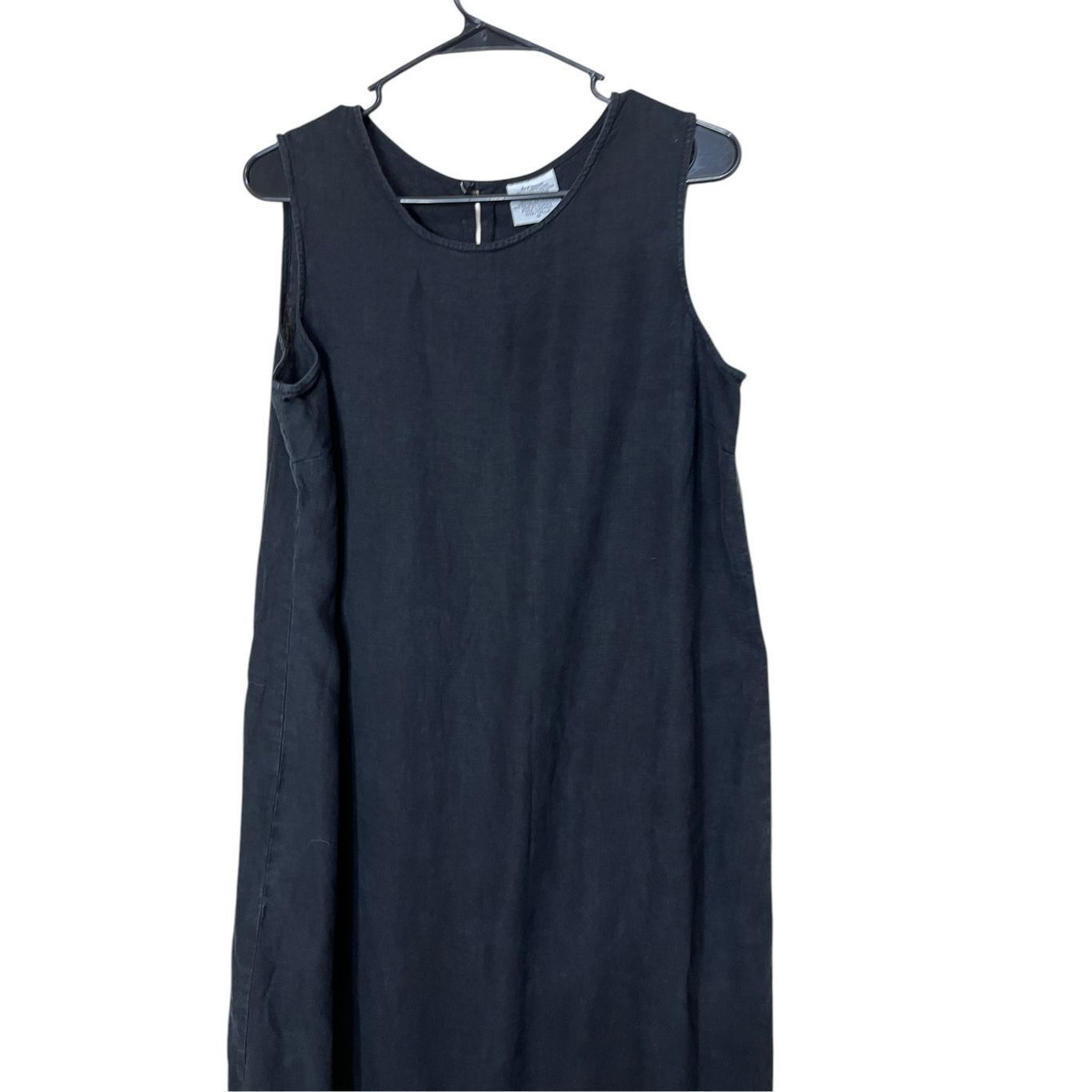 Other Vintage Linen Blend Black Maxi Dress Embroidered Pineapple Flowers Size 16 Size XXL / US 16-18 / IT 52-54 - 2 Thumbnail
