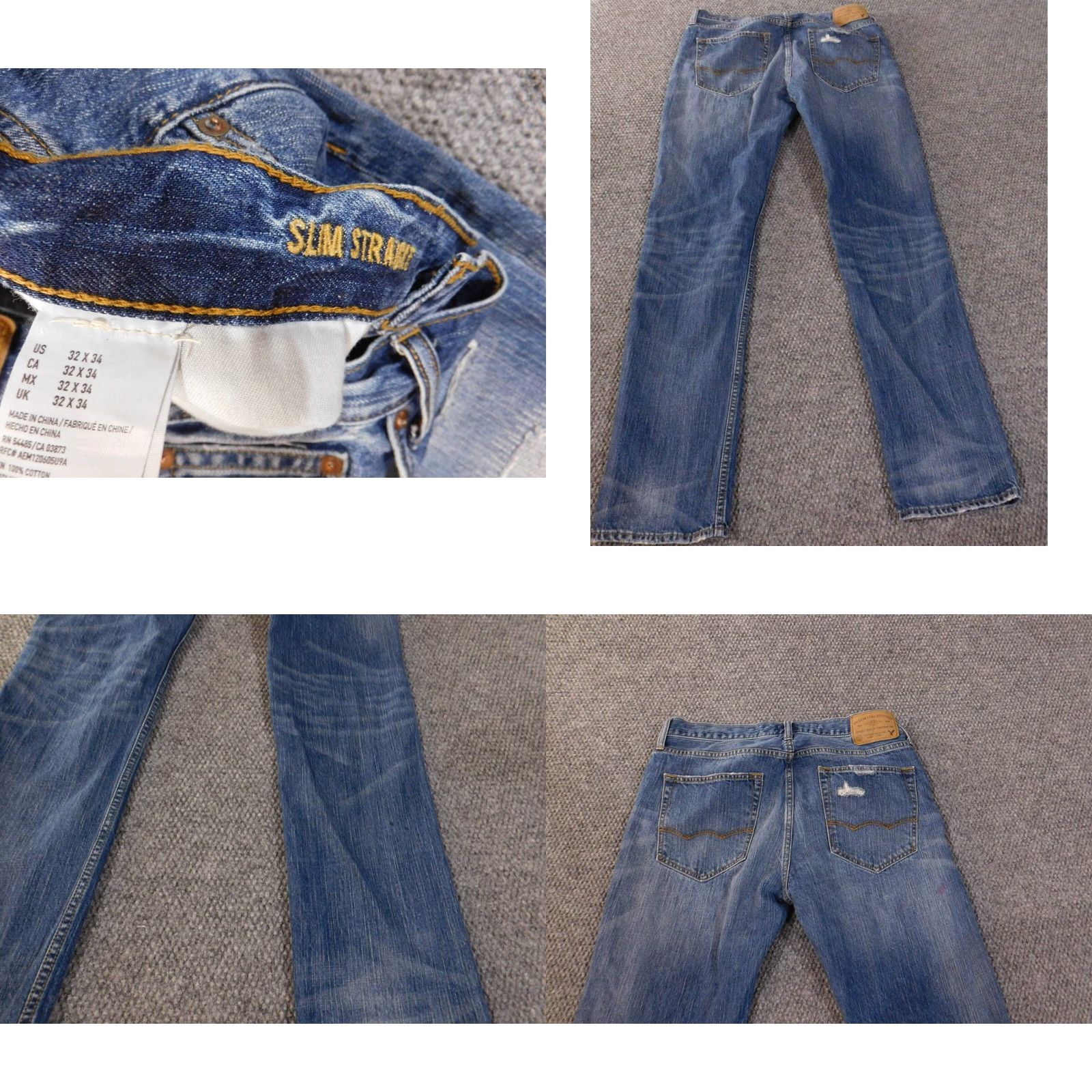 American Eagle Outfitters American Eagle Outfitters Jeans Mens 32x34 Blue Distressed Slim Straight Denim Size US 32 / EU 48 - 8 Thumbnail