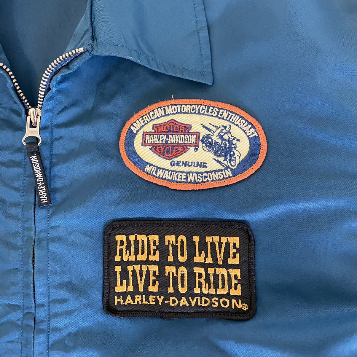 Harley Davidson Vintage Harley Davidson Patches Nylon Zipper Jacket Size US L / EU 52-54 / 3 - 7 Thumbnail