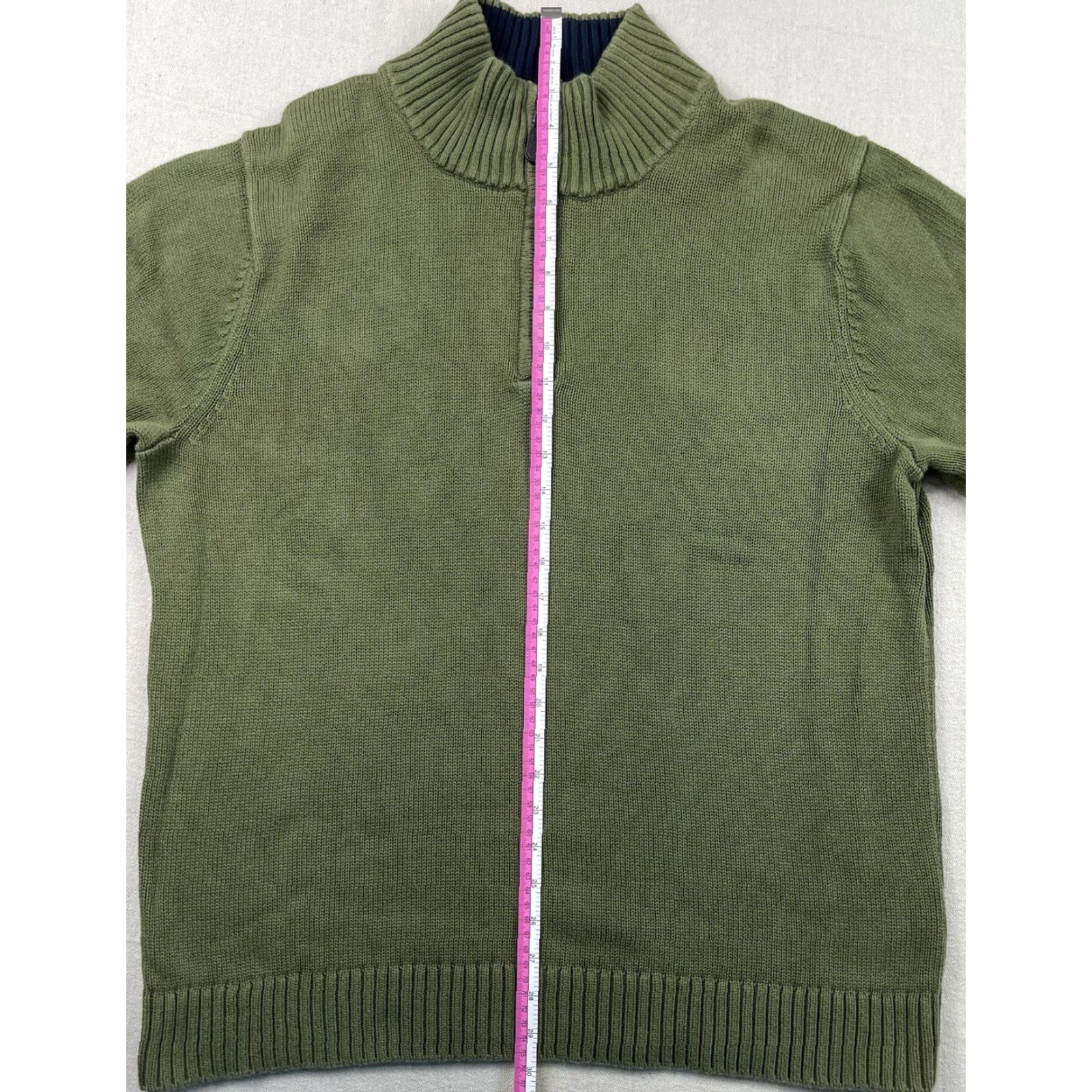 Olive LL Bean Mens L 1/4 Zip Knit Pullover Jacket Sweat Sweat Jacket Mock Neck Olive Green Casual Outdoor Hiking Walking Mens Size L Size US L / EU 52-54 / 3 - 6 Thumbnail