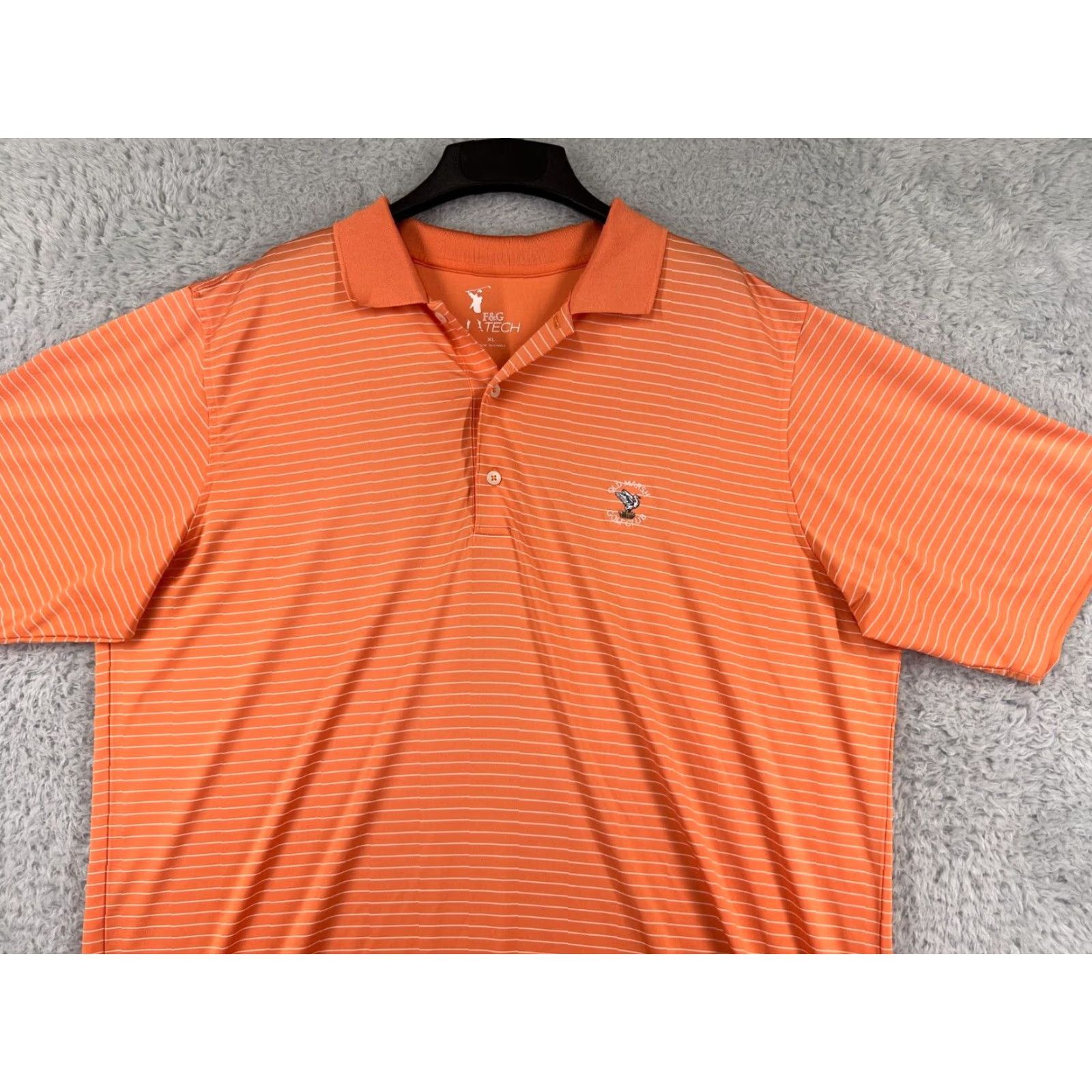 Vintage F&G Tech Polo Shirt Mens XL Orange Striped Golf Stretch Polyester 100% Polyester Shirt Polo Fashion Sports Classic Men’s Adults Regular Men Size US XL / EU 56 / 4 - 5 Thumbnail