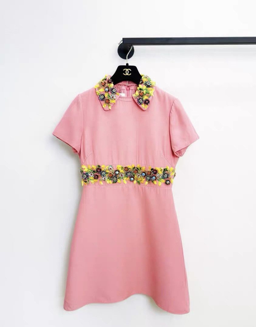 Valentino Valentino pink silk floral dress Size L / US 10 / IT 46 - 1 Thumbnail