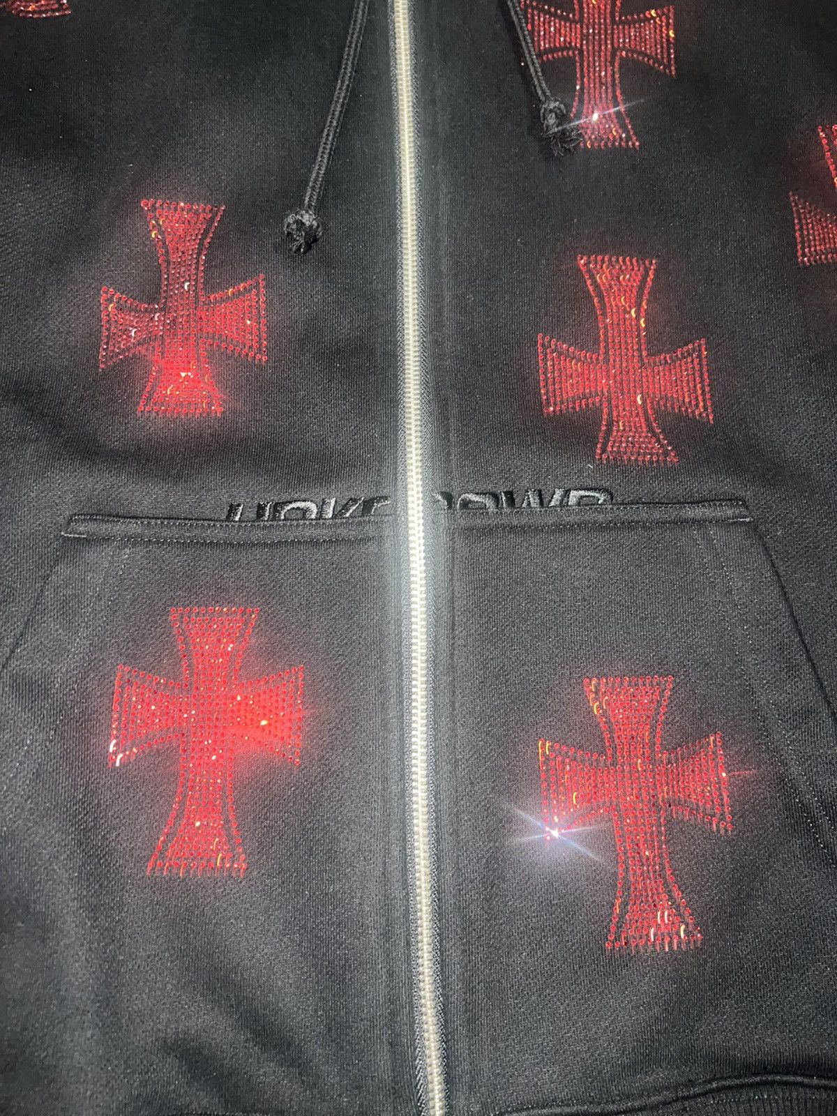 Unknown London Unknown London Black & Red Rhinestone Hoodie XS Size US S / EU 44-46 / 1 - 4 Thumbnail