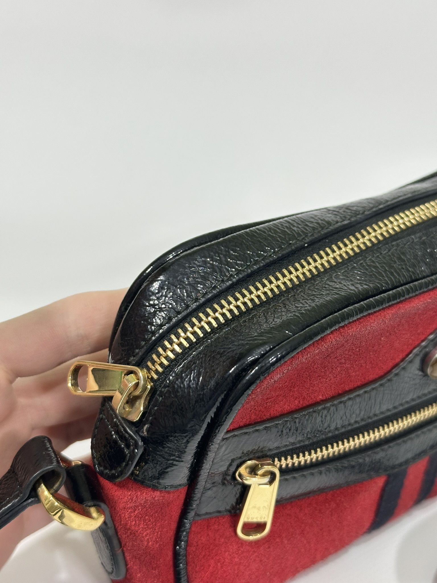 Gucci Gucci Crossbody Bag Ophidia Marmont GG Red Suede Web Size ONE SIZE - 8 Thumbnail