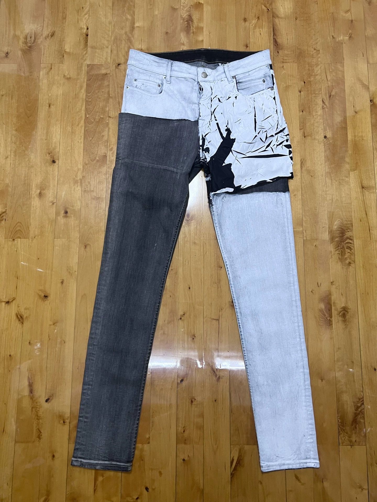 Rick Owens Rick Owens SS20 White Wax Denim Pants Size US 31 - 1 Thumbnail