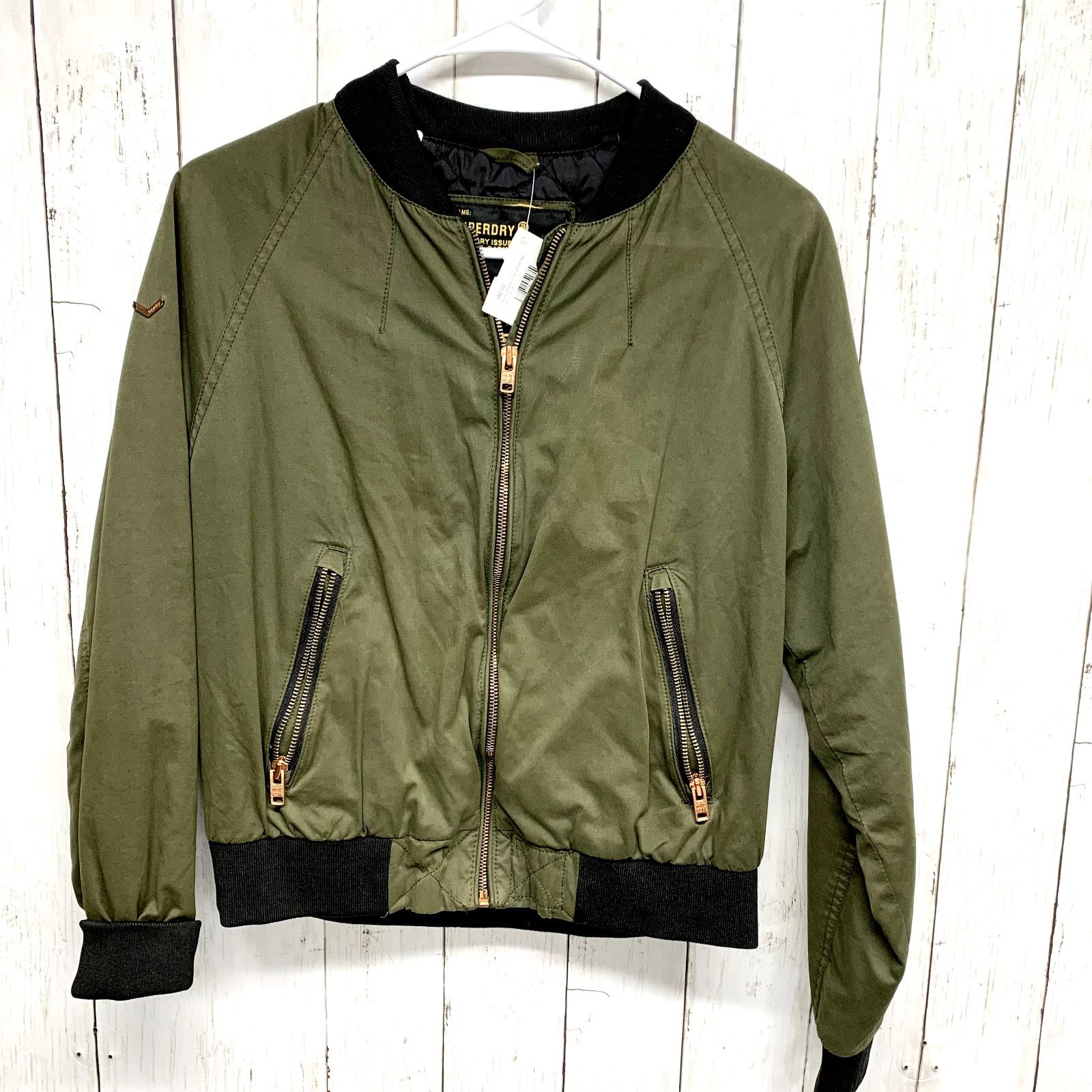 Superdry Superdry MS Khaki Full Zip Hunter Green Bomber Jacket Coat Size M / US 6-8 / IT 42-44 - 1 Thumbnail