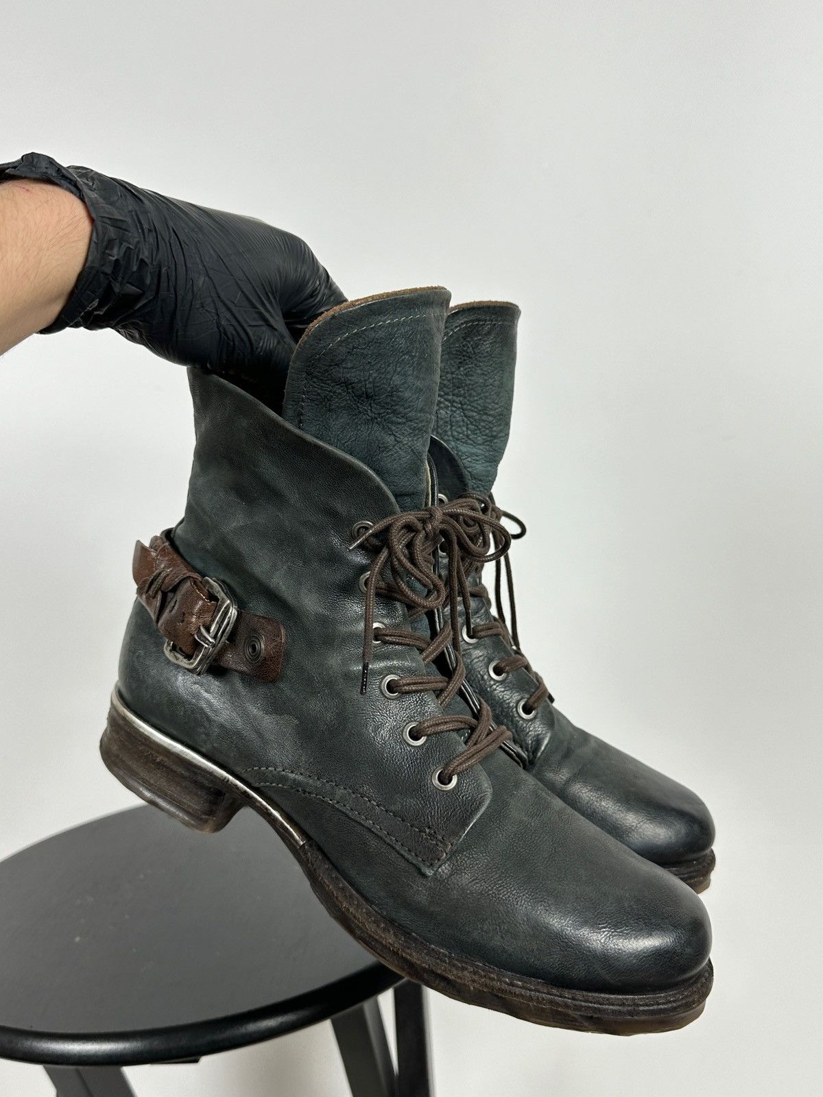 A.S.98 A.S.98. Airstep Navy Green Leather Biker Ankle Boots Size US 10 / IT 40 - 1 Thumbnail