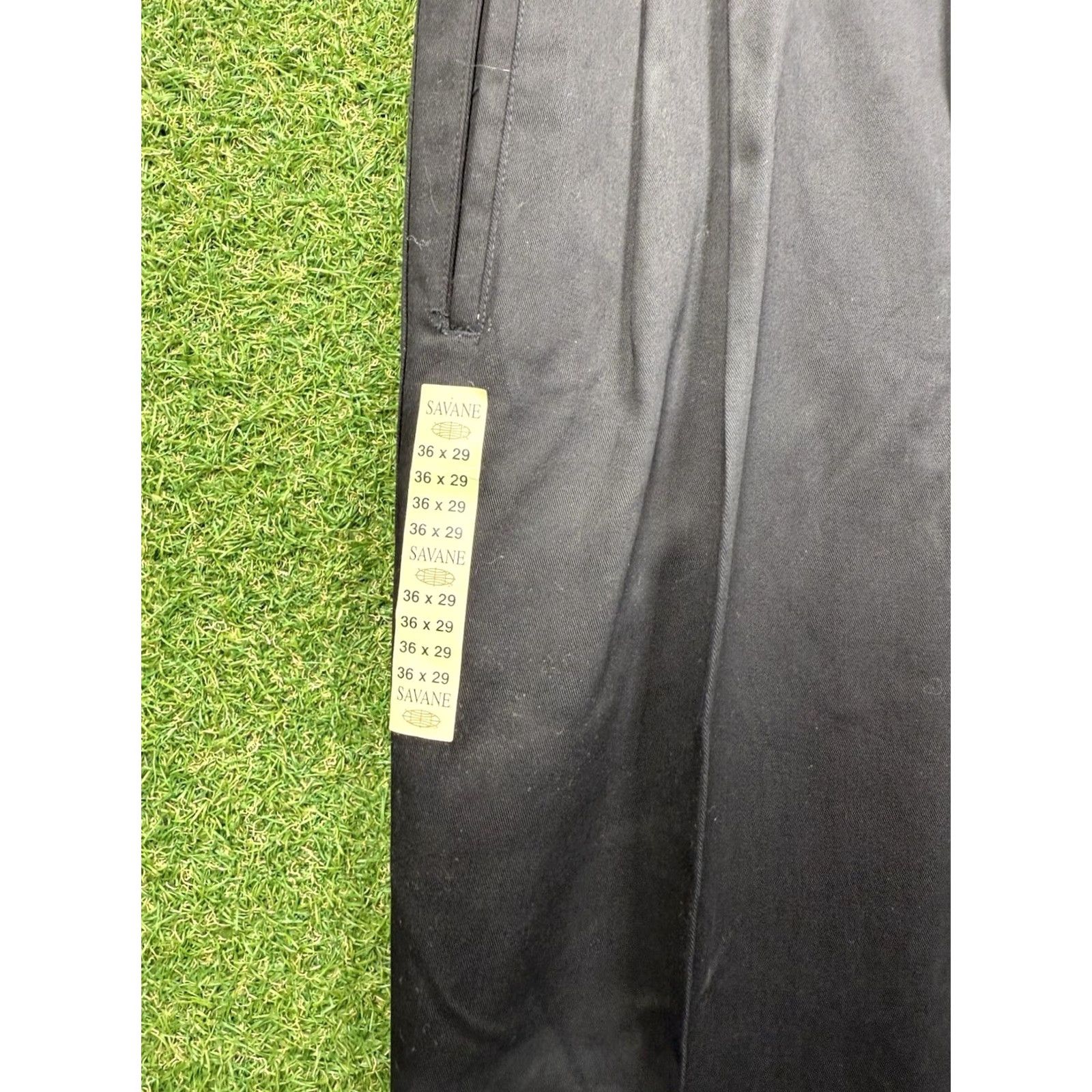 Savane Savane Mens 36x29 Chino Flat Front Pants Dark Saphire Classic 36 Regular Cotton Blend Slacks NWT Size US 36 / EU 52 - 2 Thumbnail