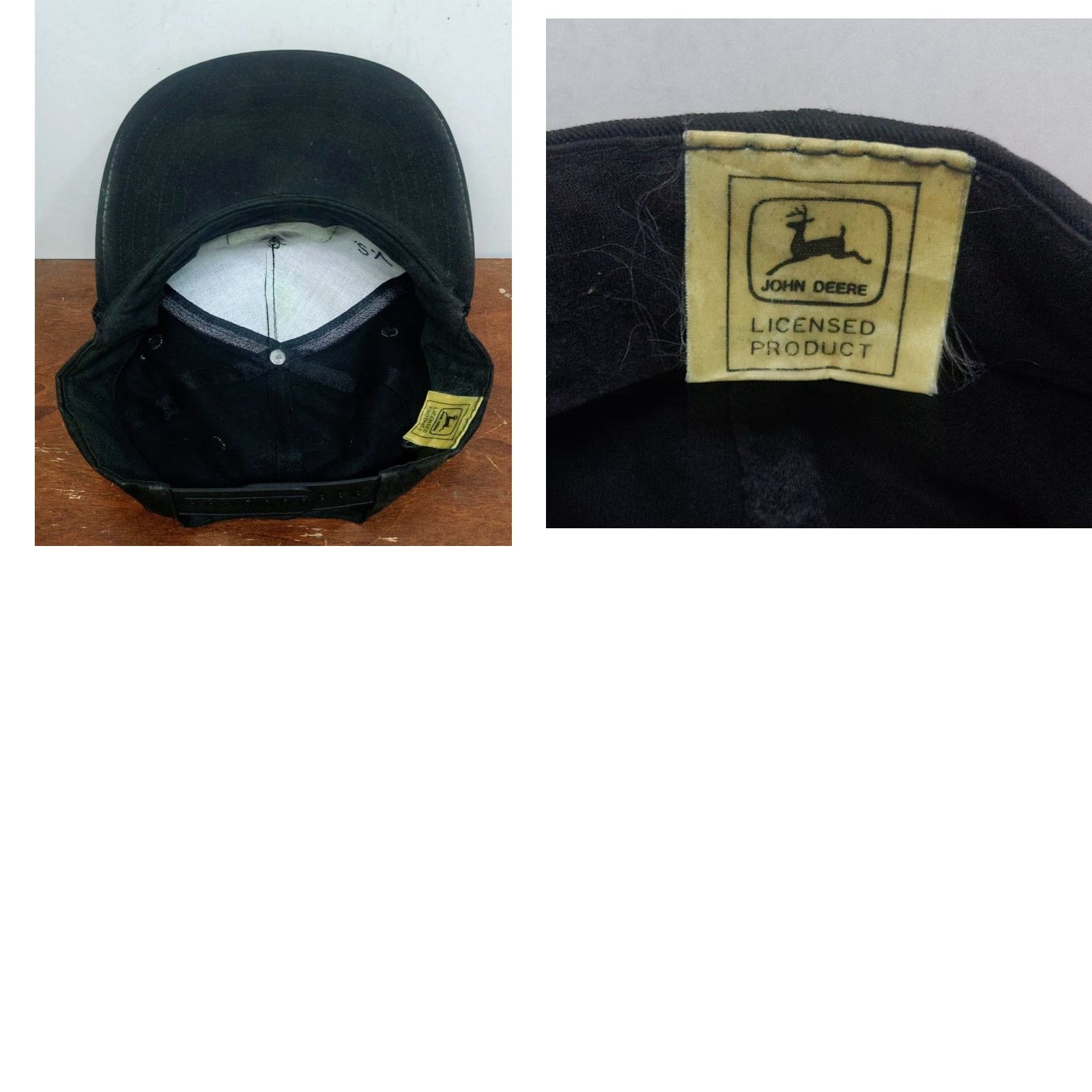 John Deere VINTAGE John Deere Patch Cord Snapback Hat Cap Trucker Hat Men Adjustable Black Canvas USA 80s 90s Farm Agriculture Size ONE SIZE - 8 Thumbnail