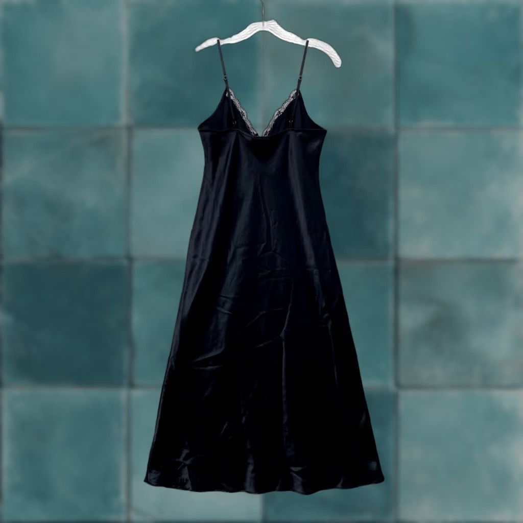 Vintage VINTAGE Y2K Maxi Slip Dress Nightgown Satin Black Edwardian Victorian M Adults Mens Womens Girls Size M / US 6-8 / IT 42-44 - 1 Thumbnail