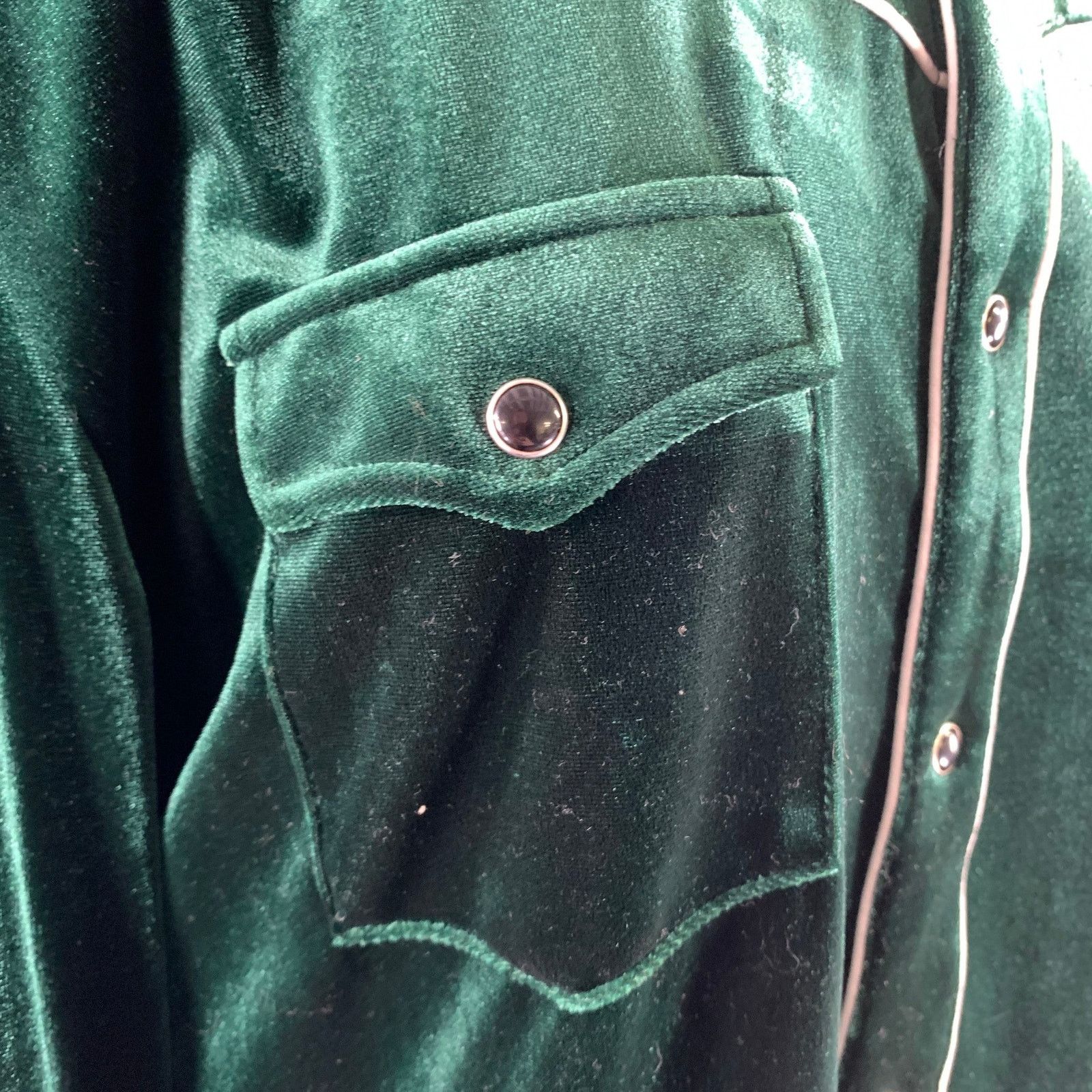 Phix Clothing PHIX Size XL Green Emerald Polyester Velvet Western Shirt Size XL / US 12-14 / IT 48-50 - 5 Thumbnail