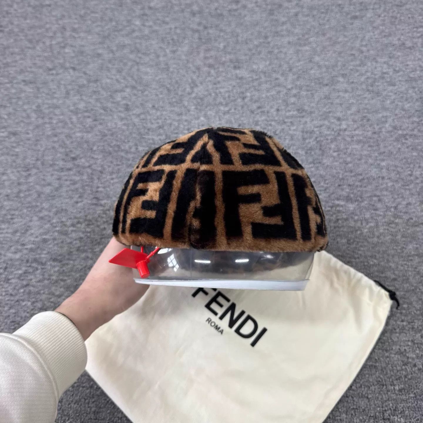 Fendi Fendi Brown Black FF Cashmere Wool Newsboy 99 New Size ONE SIZE - 3 Thumbnail
