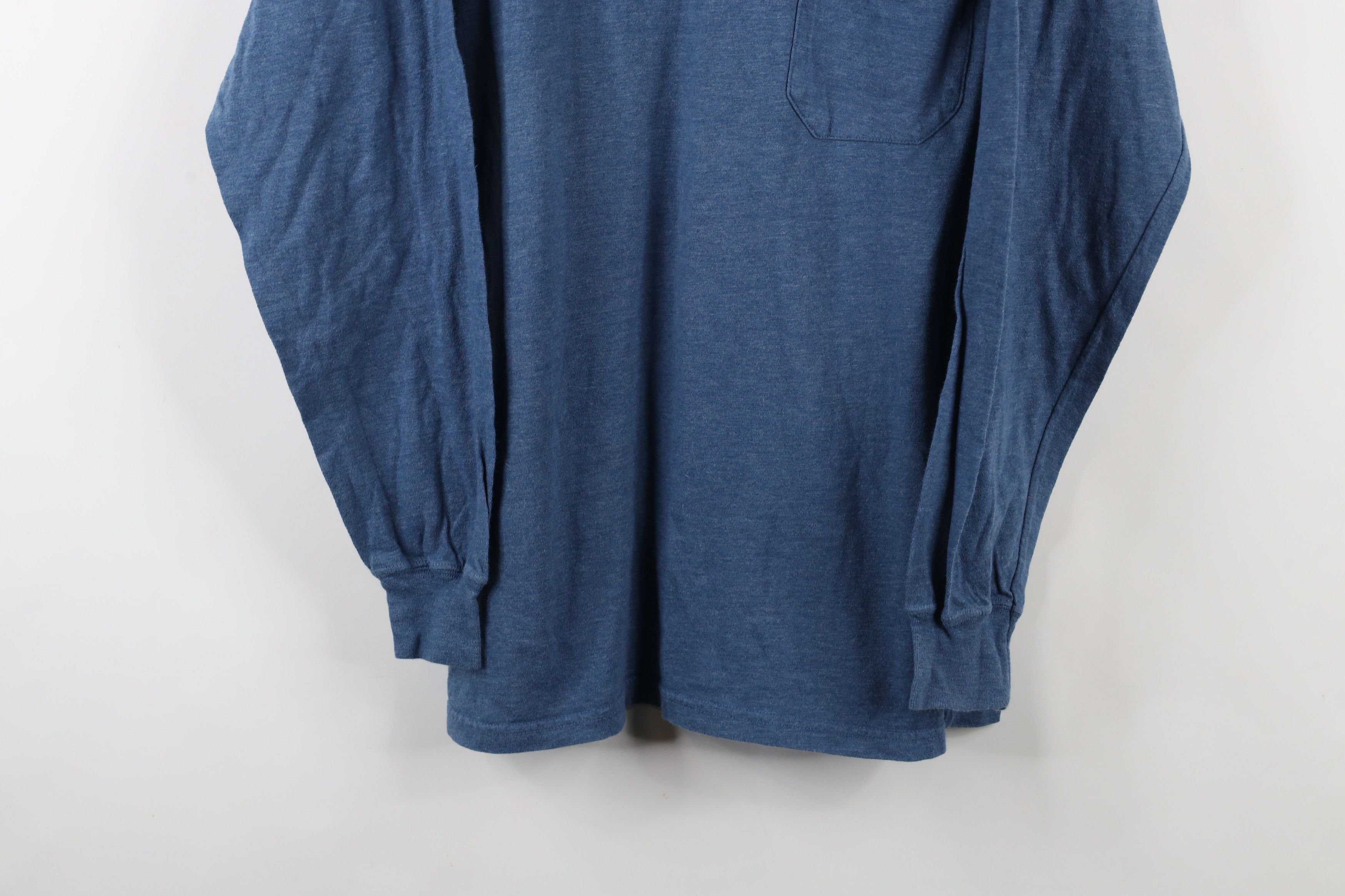 Vintage Vintage 90s Streetwear Blank Knit Long Sleeve Pocket T-Shirt Size US M / EU 48-50 / 2 - 3 Thumbnail