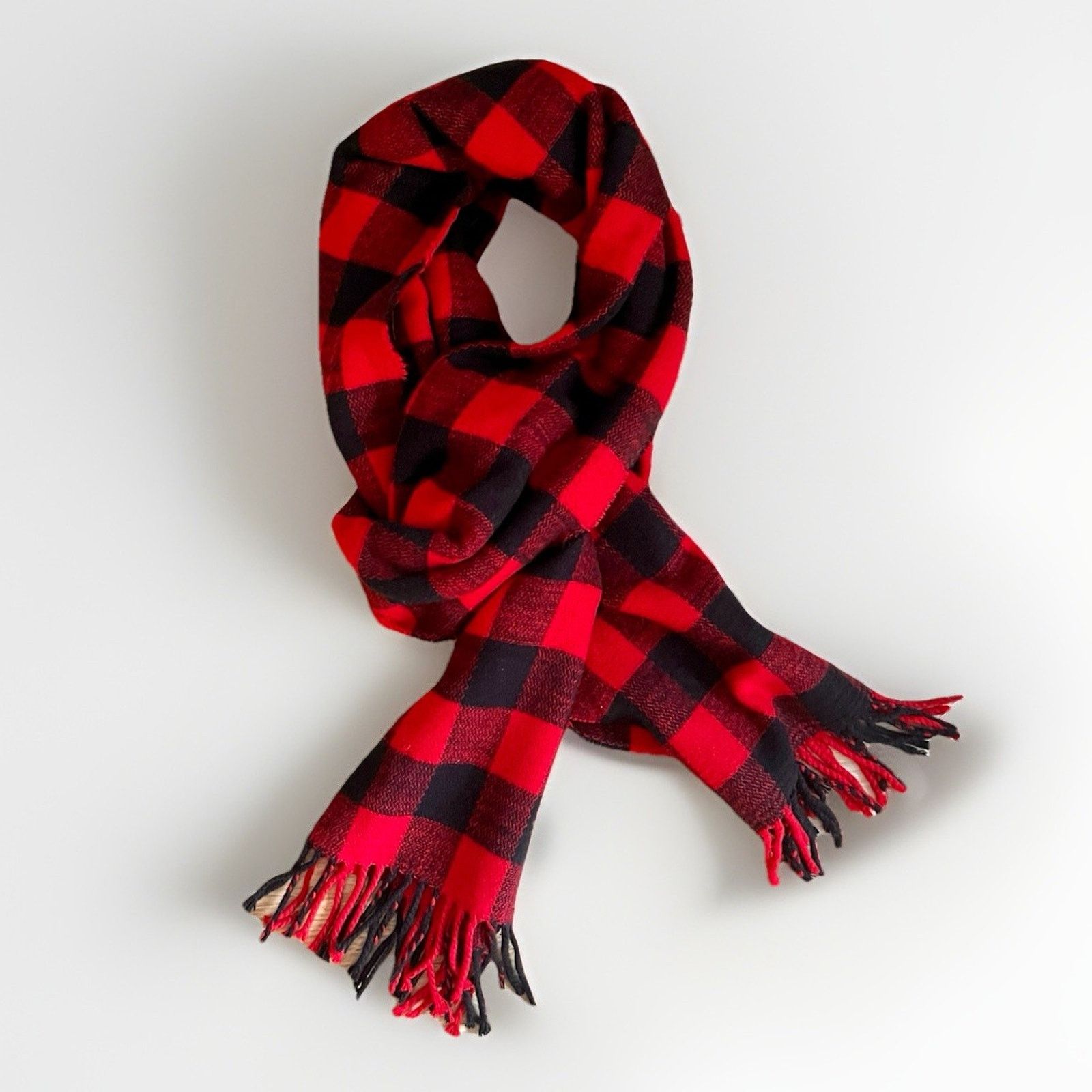 J.Crew J Crew Scarf Wrap Fringe Buffalo Plaid Red 83x15.5 Inches Size ONE SIZE - 3 Thumbnail