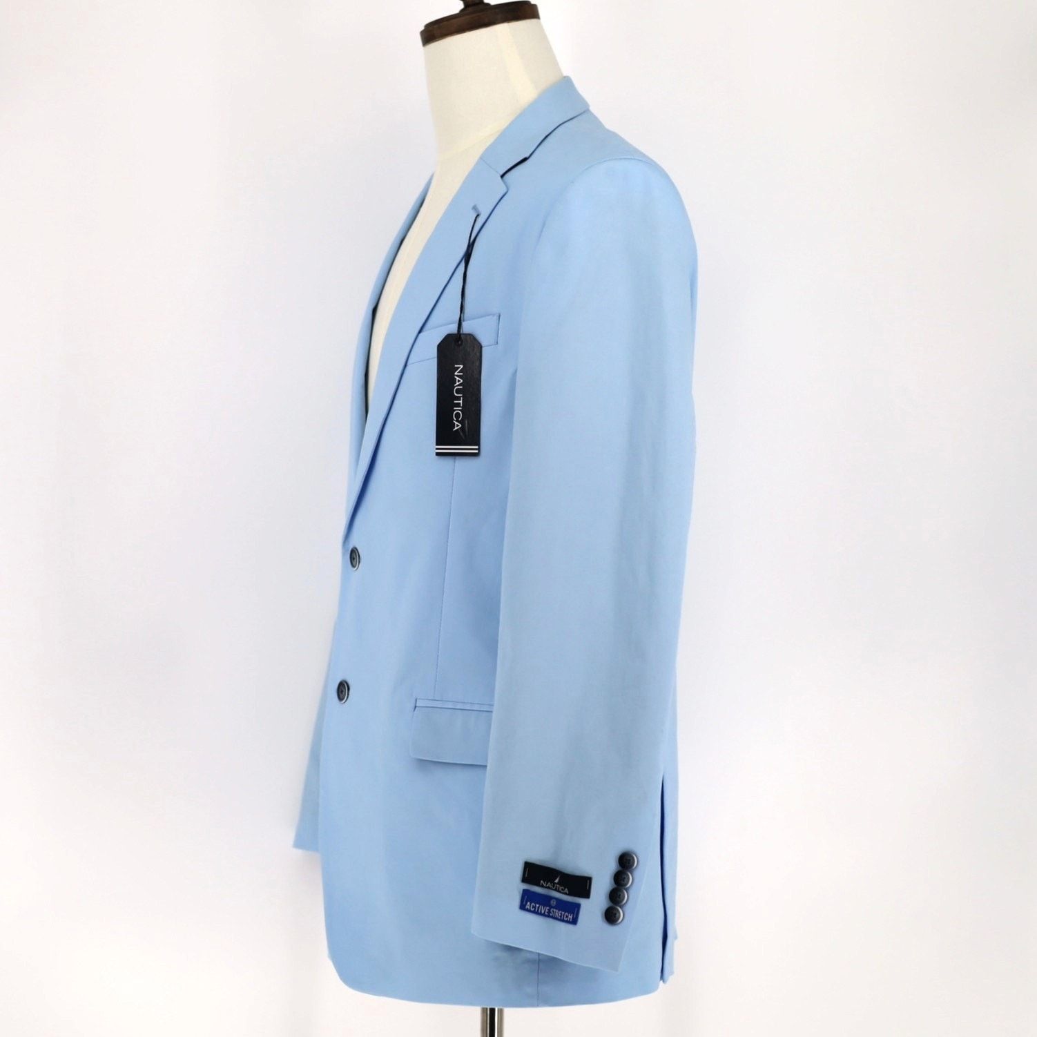 Nautica Nautica Men's Sky Blue Cotton Stretch Suit Blazer Size 42L Size 42L - 5 Thumbnail