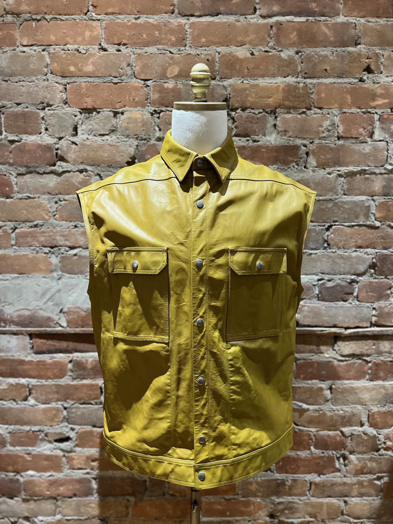 Rick Owens Rick Owens Mustard Yellow Leather Vest – SS22 Fogachine Size US M / EU 48-50 / 2 - 1 Thumbnail