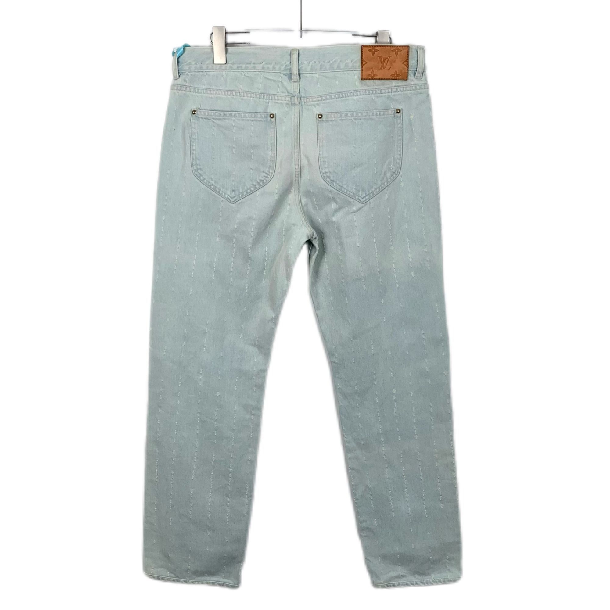 Louis Vuitton Louis Vuitton Light Wash Distressed Monogram Denim Jeans Size US 32 / EU 48 - 2 Thumbnail
