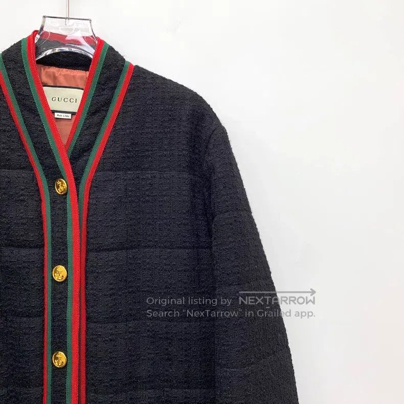 Gucci Gucci Black striped webbing trim wool single-breasted long Size M / US 6-8 / IT 42-44 - 3 Thumbnail