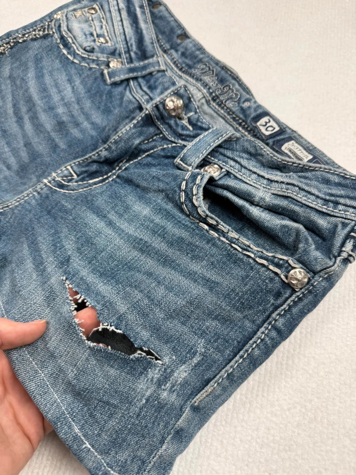 Miss Me Miss Me Low Waist Hot Pants Micro Shorts 2000s Vintage Y2 Size 30" / US 8 / IT 44 - 3 Thumbnail