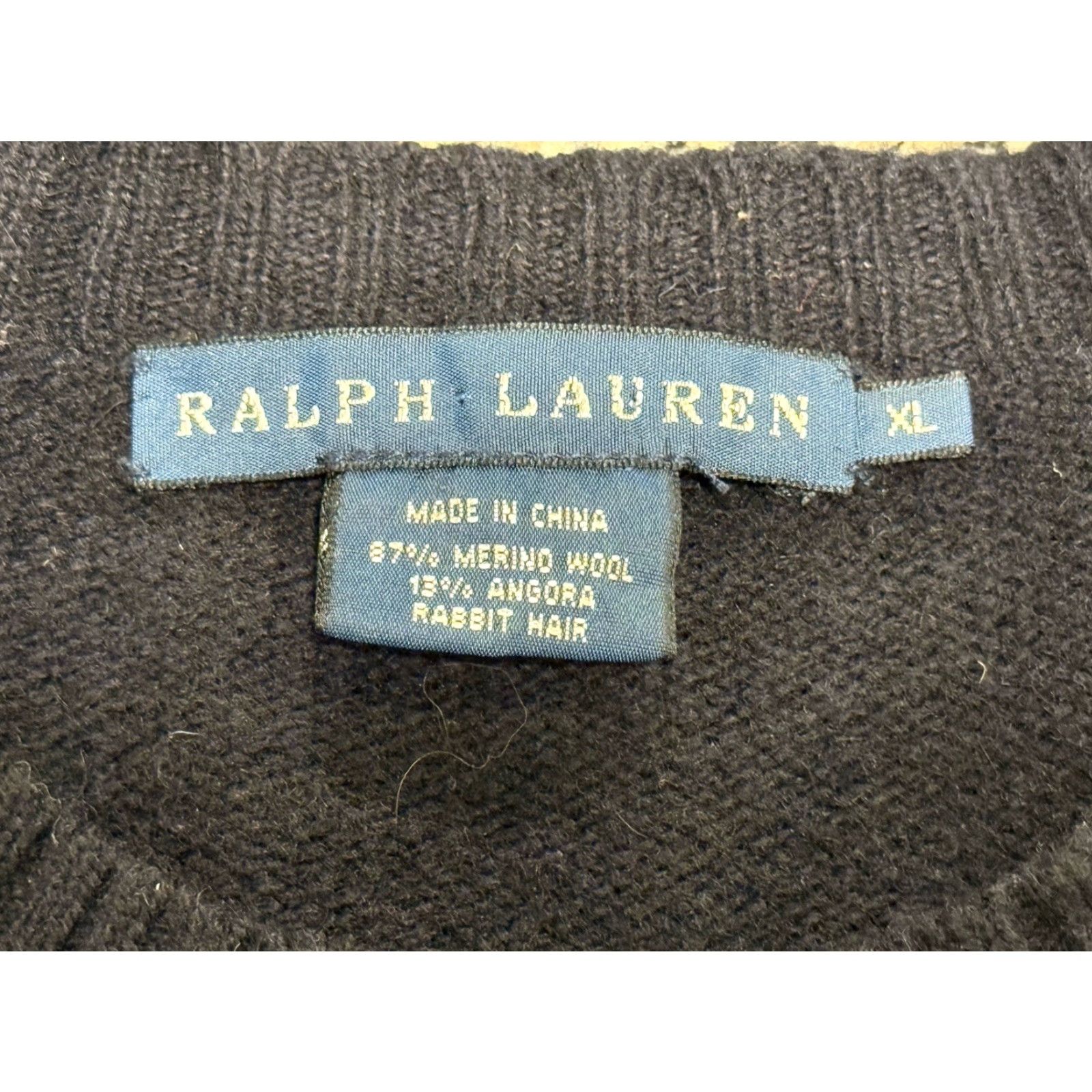 Ralph Lauren VINTAGE Ralph Lauren Sweater Unisex XL Blue Wool Angora Rabbit Hair Blend Suede Patches Pullover Size XL / US 12-14 / IT 48-50 - 4 Thumbnail