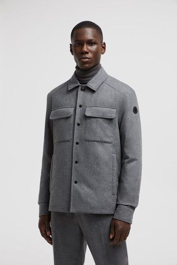 Moncler o1s22i1n1124 Cashmere Down Shirt Jacket in Grey Size US L / EU 52-54 / 3 - 3 Thumbnail