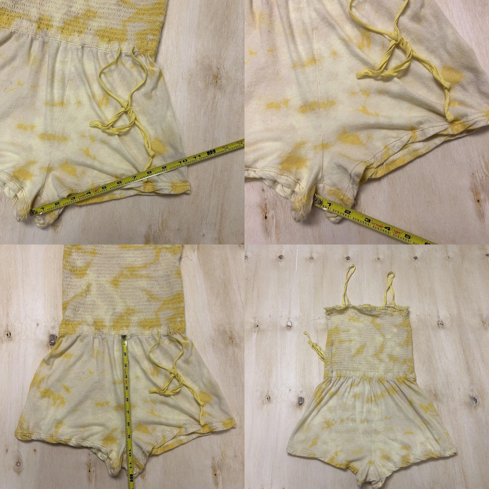 Free People Free People Intimately Romper Womens M Medium Yellow Tie Dye Smocked One Piece Size 32" / US 10 / IT 46 - 8 Thumbnail