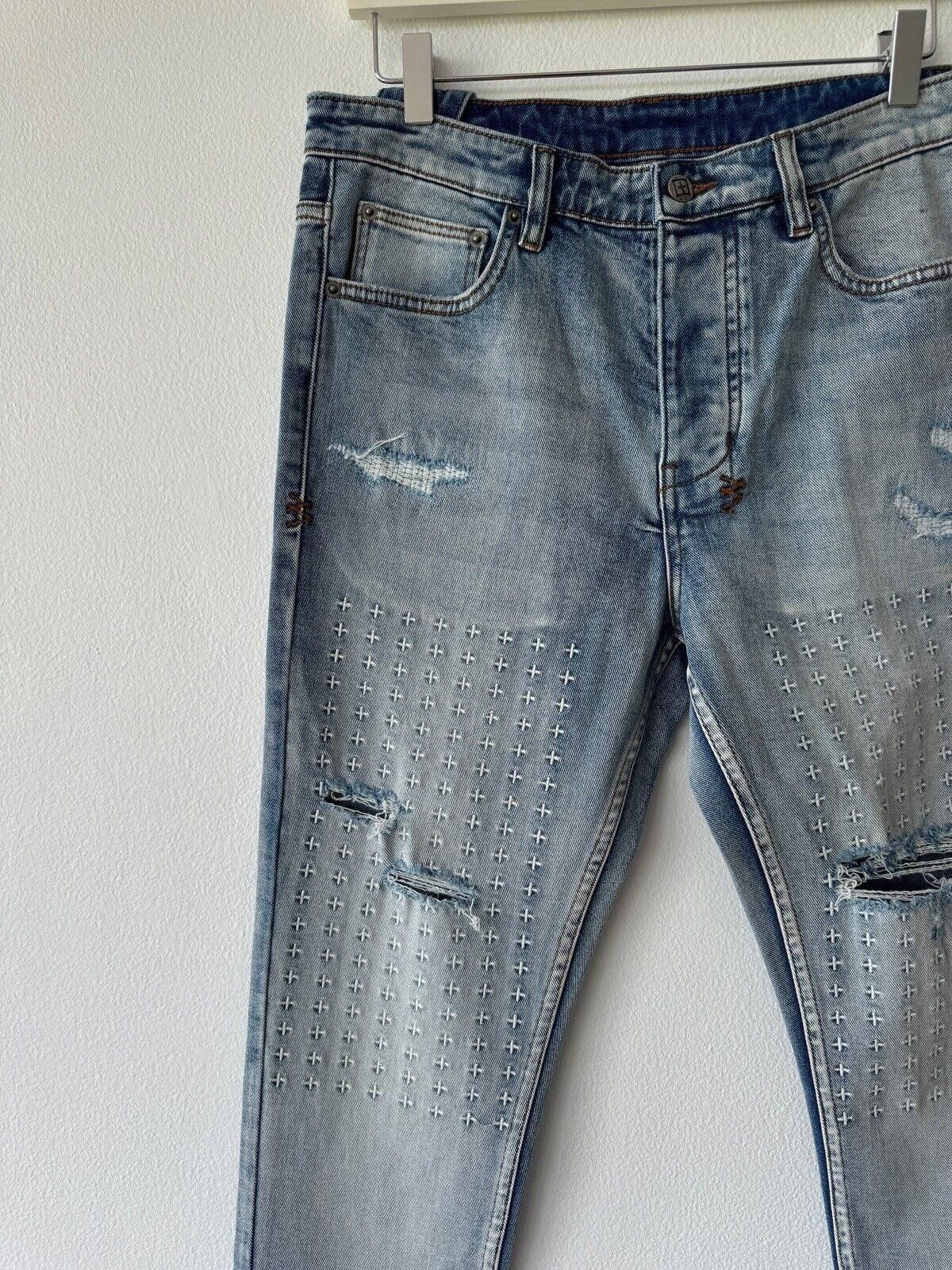 Ksubi new Ksubi mens denim jean chitch slim 32 blue enjoy trashed Size US 32 / EU 48 - 4 Thumbnail