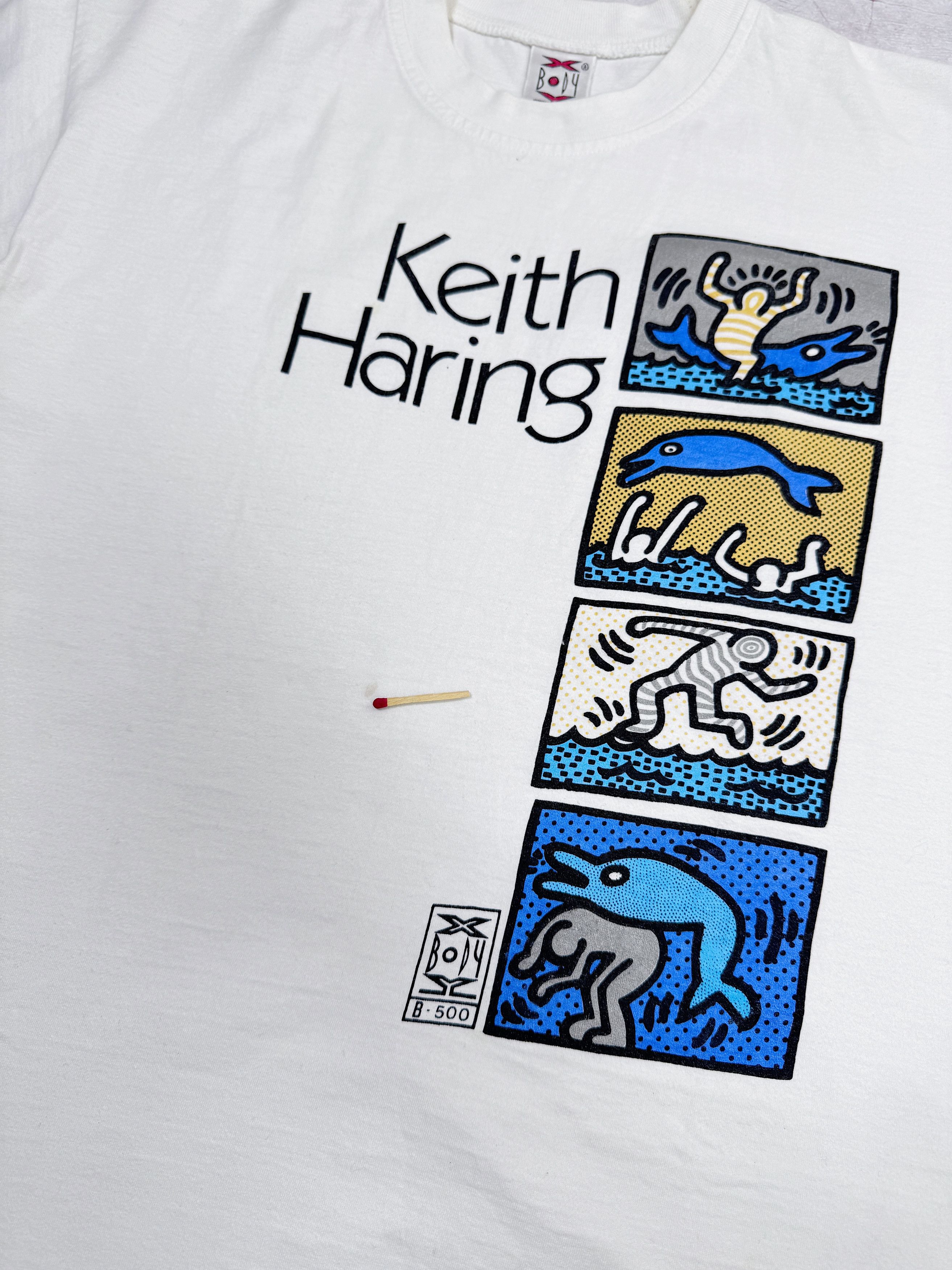 Designer × Keith Haring × Vintage Vintage Keith Haring Designer T-Shirt Dolphin & Humans Size US M / EU 48-50 / 2 - 10 Thumbnail