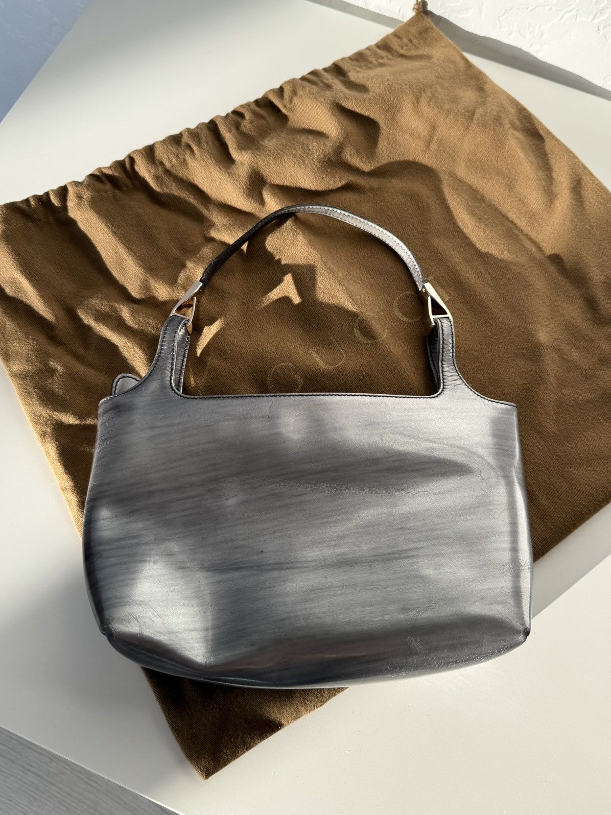 Gucci ★0% TAX★ Y2K GUCCI TOM FOR ERA METALLIC GUNMETAL HANDBAG Size ONE SIZE - 14 Thumbnail