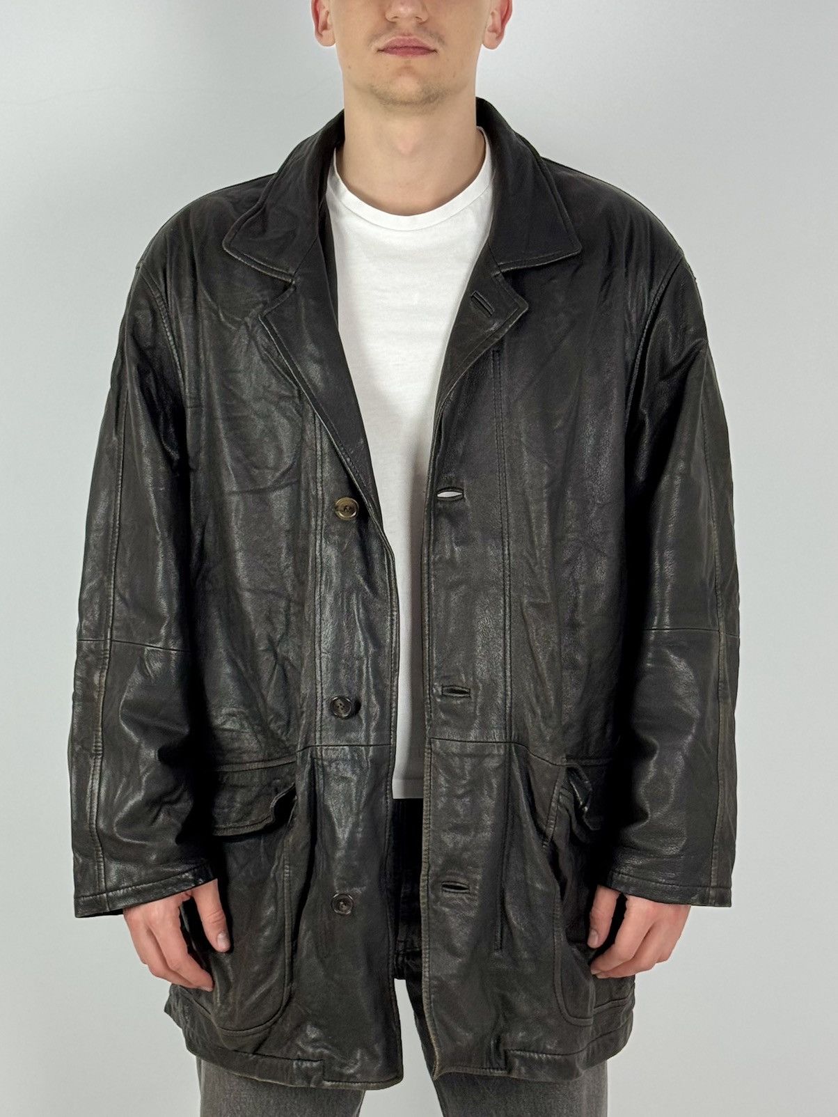 Burberry Vintage Distressed Burberry London Leather Coat Brown Jacket Size US L / EU 52-54 / 3 - 2 Thumbnail