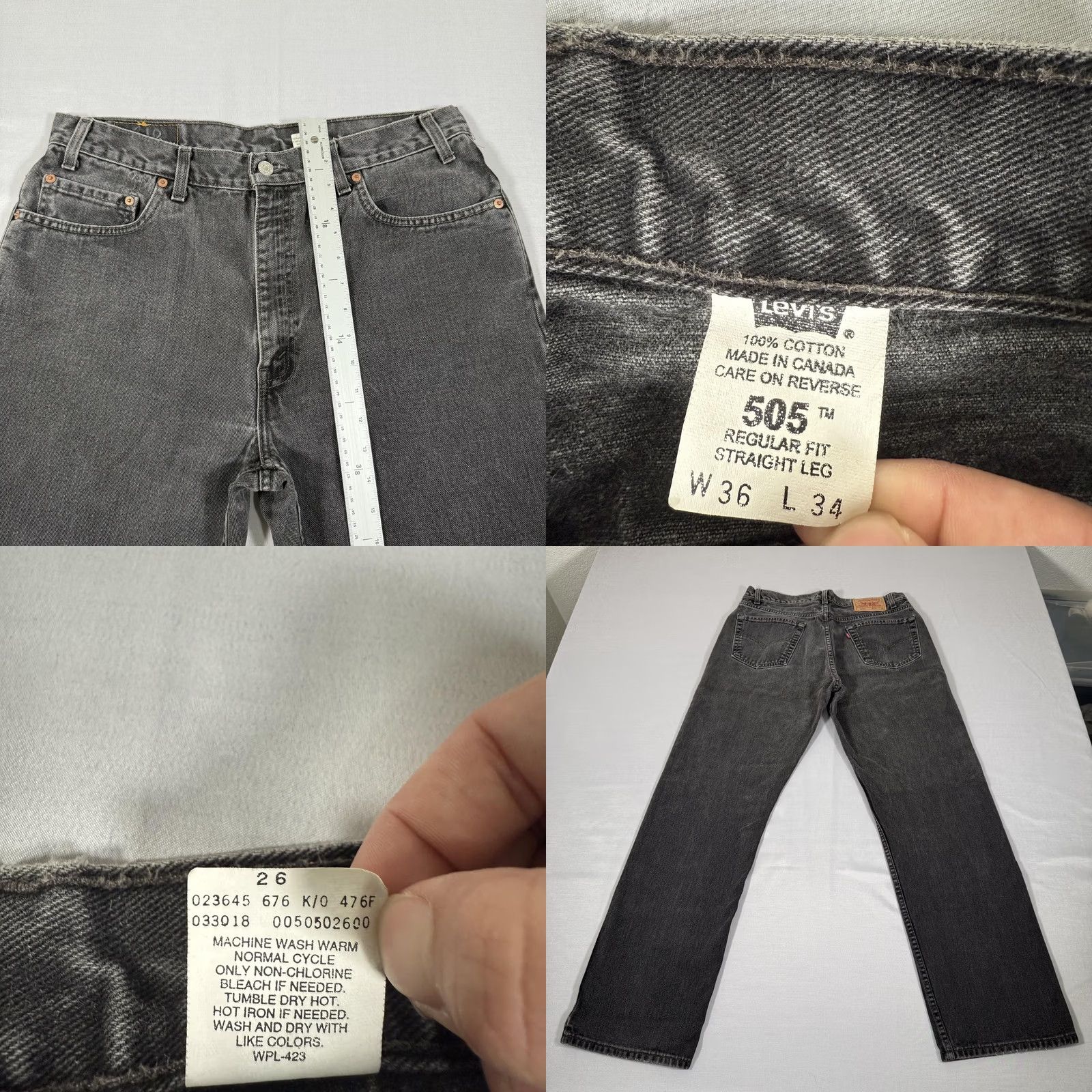 Levi's VINTAGE Levi's 505 Jeans Mens 34x32 Black Straight Denim Pants 90s Western Comfort Regular Fit Men's Jeans Size US 34 / EU 50 - 8 Thumbnail