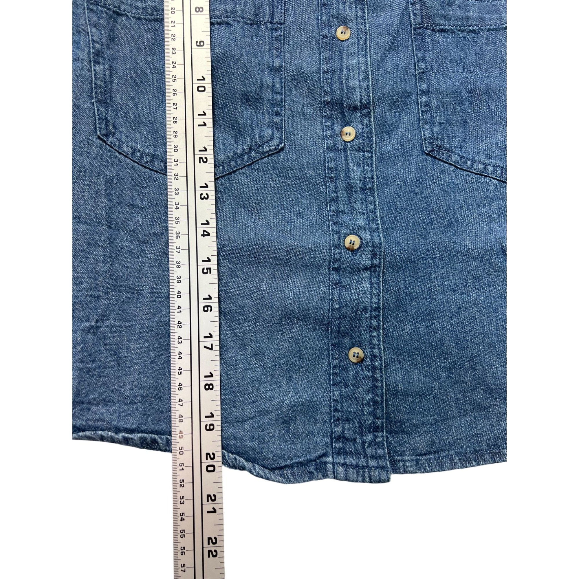 Other Sweet Envy - Women's Chambray Long Sleeve Button Down Shirt Size L / US 10 / IT 46 - 6 Thumbnail