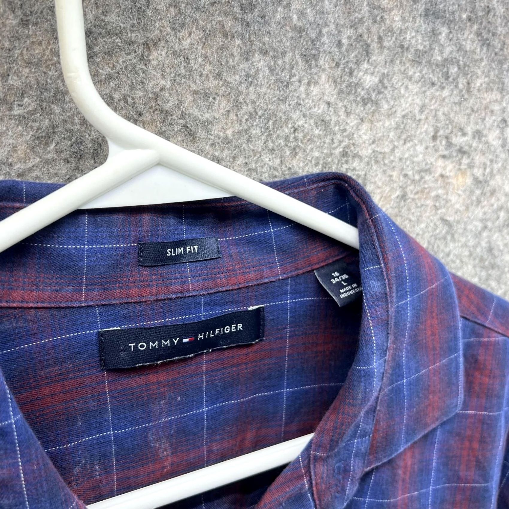 Tommy Hilfiger Tommy Hilfiger Shirt Men Large Piad Blue Casual Button Down Preppy Slim Fit Size US L / EU 52-54 / 3 - 5 Thumbnail