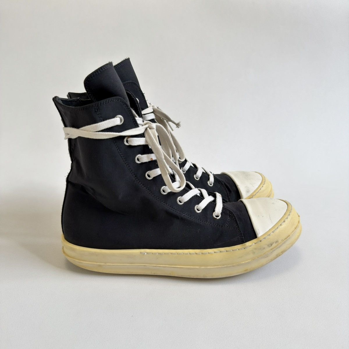 Rick Owens Drkshdw Yellow Sole Black Nylon Ramones Sneakers Size US 8 / EU 41 - 3 Thumbnail