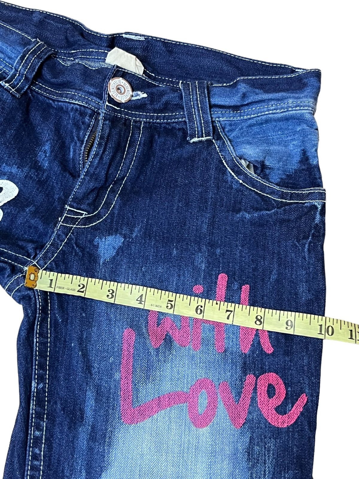 Japanese Brand SICK🔥JAPANESE BMB BLUE MOON BLUE STRAIGHT LEG PAINTED JEANS Size US 32 / EU 48 - 13 Thumbnail