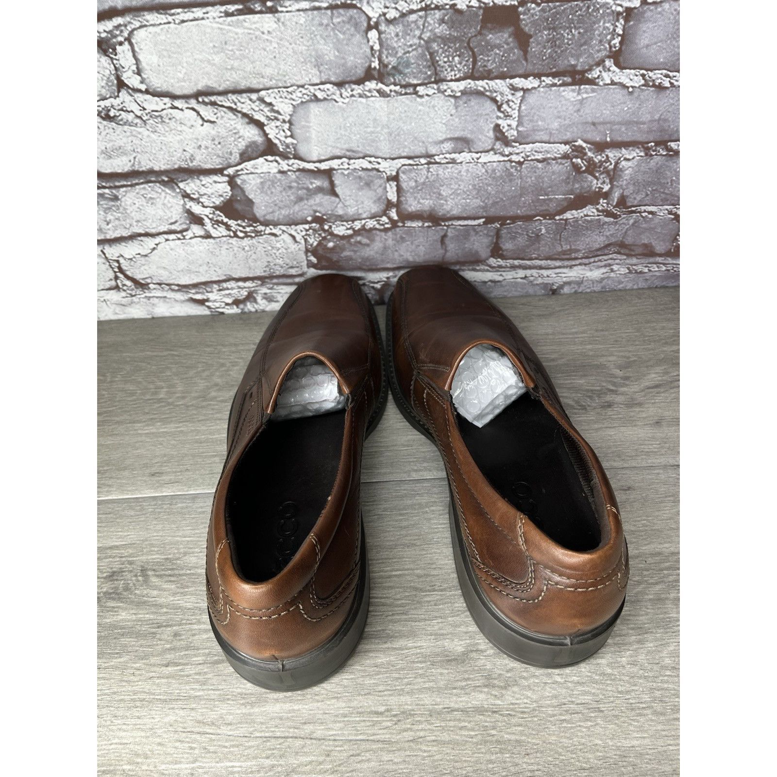 Ecco ECCO Brown Leather Slip On Casual Loafers Comfort Shoes Men Size US 14 / EU 47 - 8 Thumbnail
