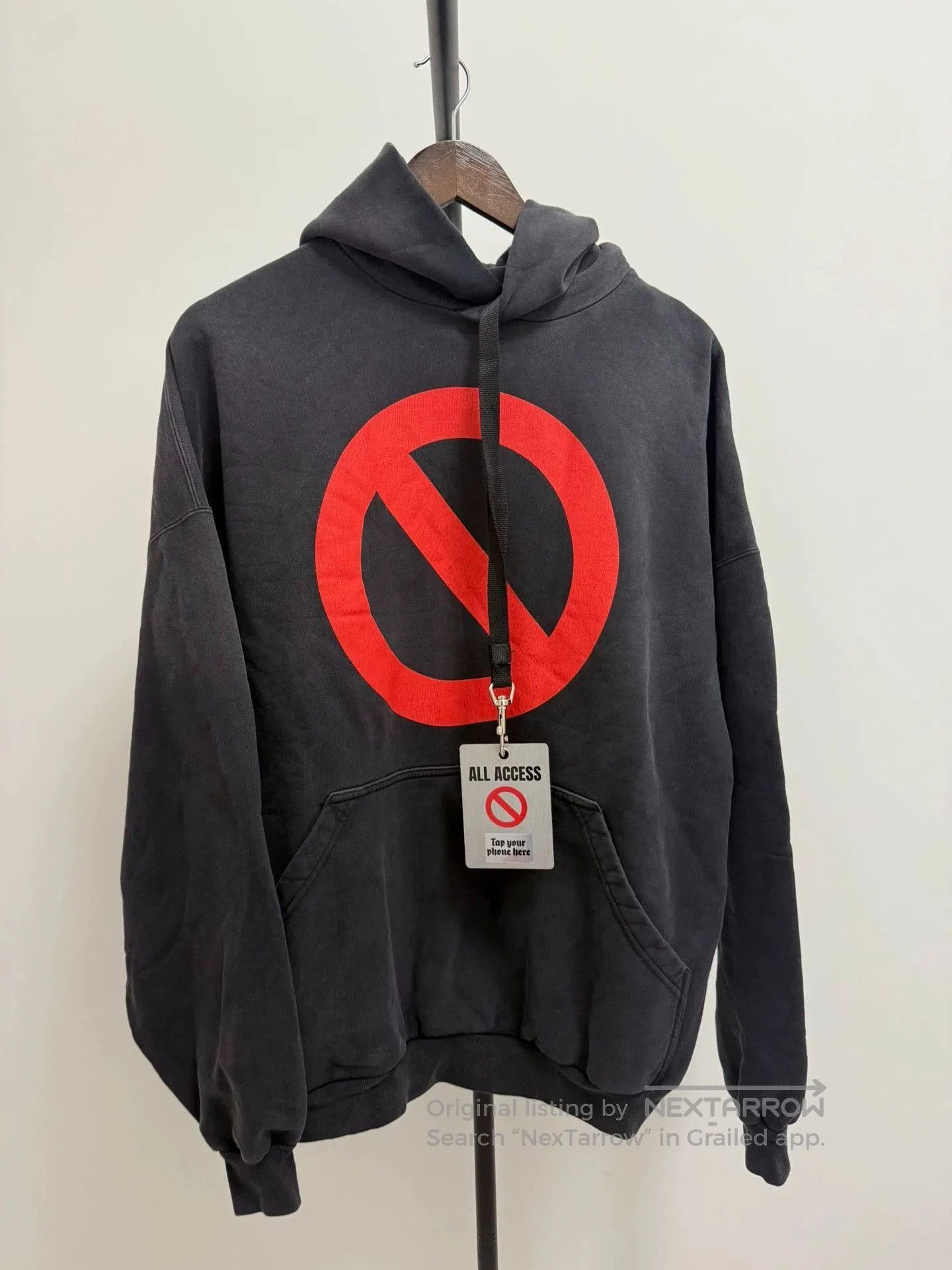 Balenciaga Black Hoodie with Red Graphic Print. Size US S / EU 44-46 / 1 - 1 Thumbnail