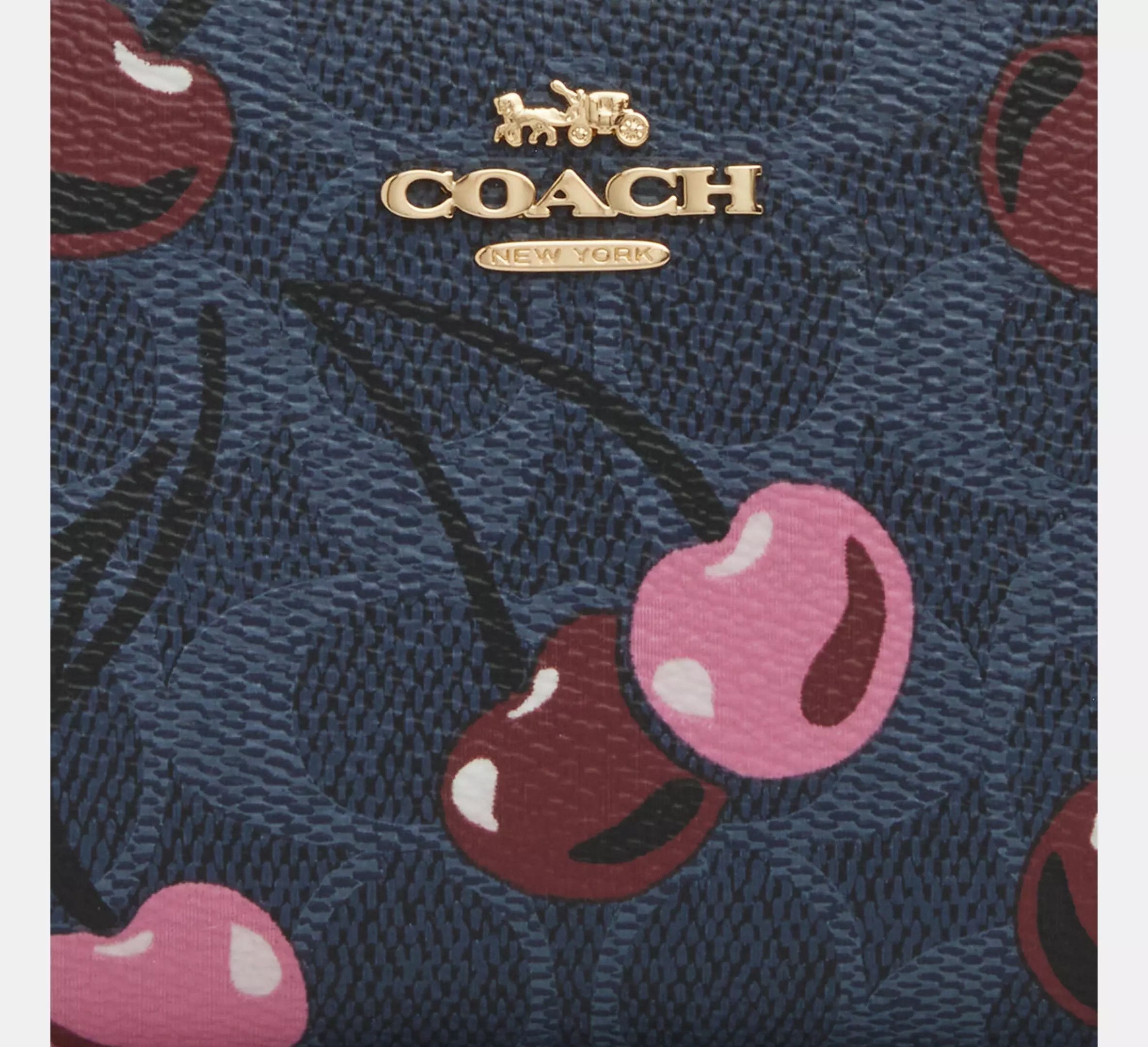 Coach 🍒 Snap Wallet In Signature Canvas With Cherry Print CZ347 Size ONE SIZE - 11 Thumbnail