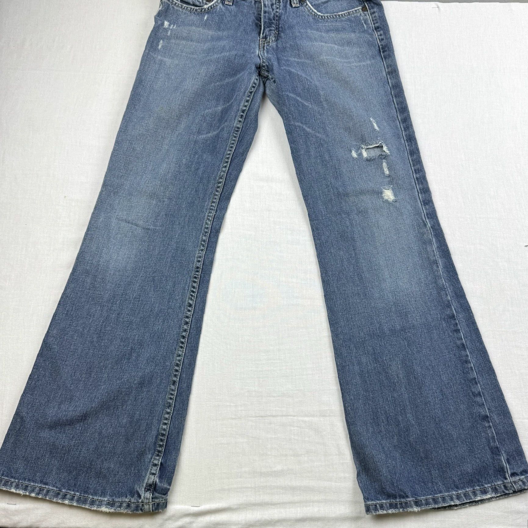 Vintage VINTAGE Aéropostale Jeans Womens Flared 3/4 Blue Grunge Y2K Retro Punk Style Denim Size 26" / US 2 / IT 38 - 2 Thumbnail