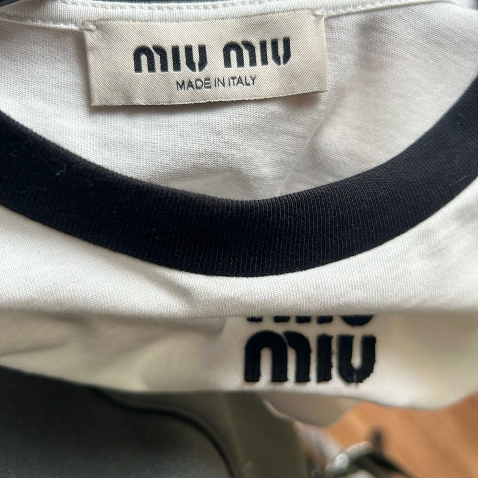 Miu Miu Miu Miu Black and White Logo Patch Long Sleeve T shirt Size L / US 10 / IT 46 - 2 Thumbnail