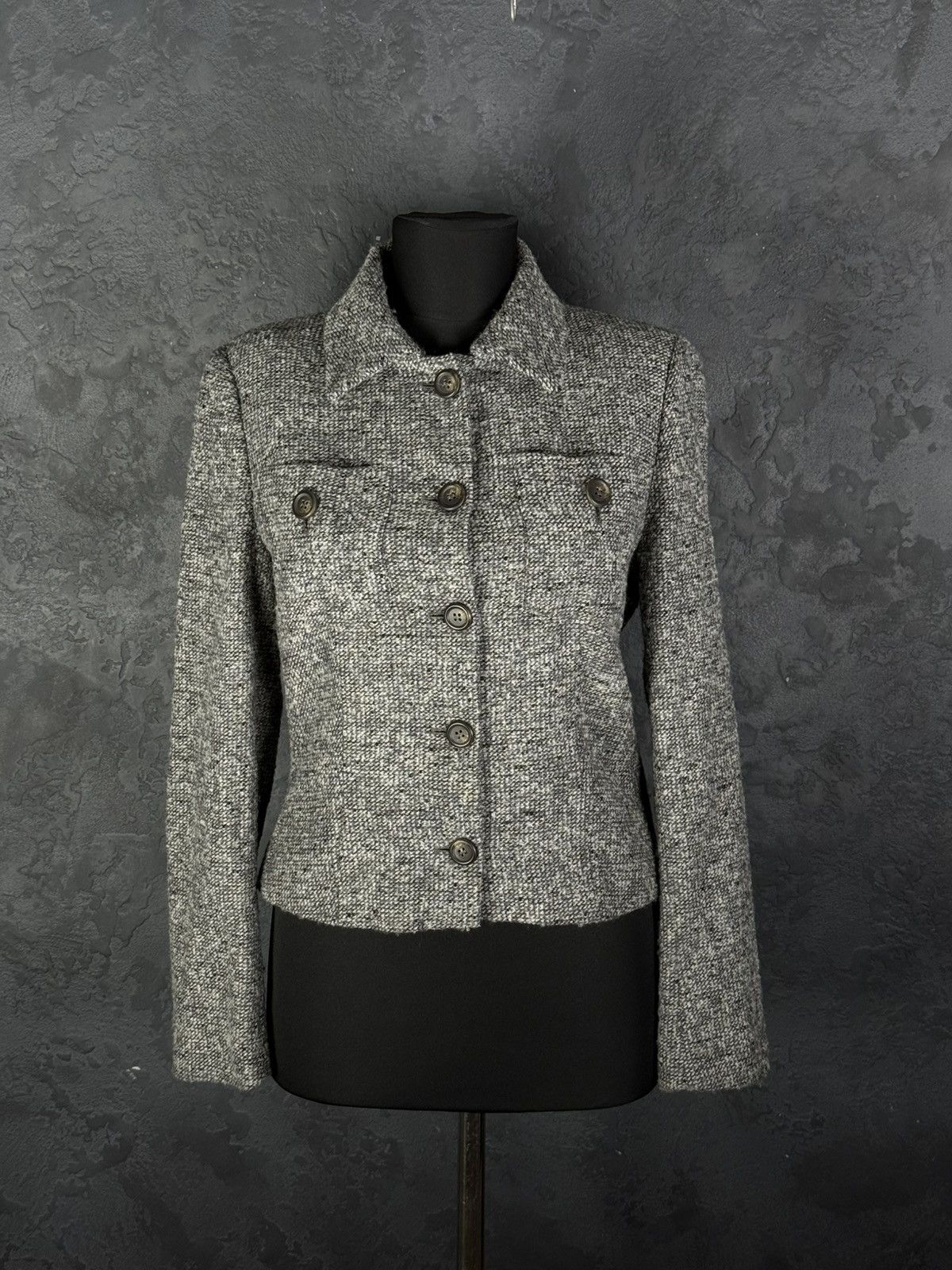 Valentino Valentino Women’s Grey Wool Blend Tweed Jacket Blazer Size M / US 6-8 / IT 42-44 - 2 Thumbnail